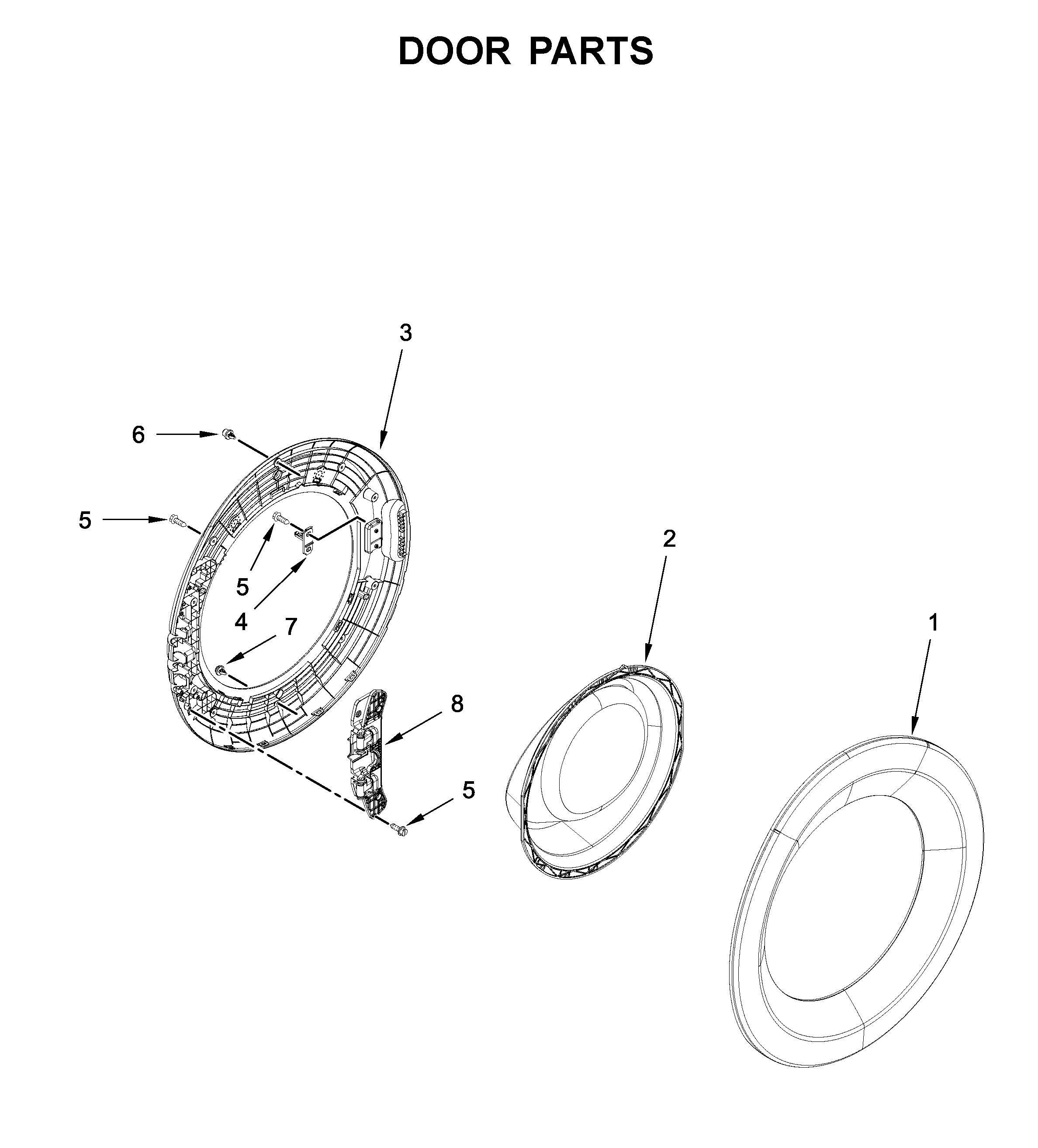 Whirlpool 8TWFW5620HW0 door parts diagram