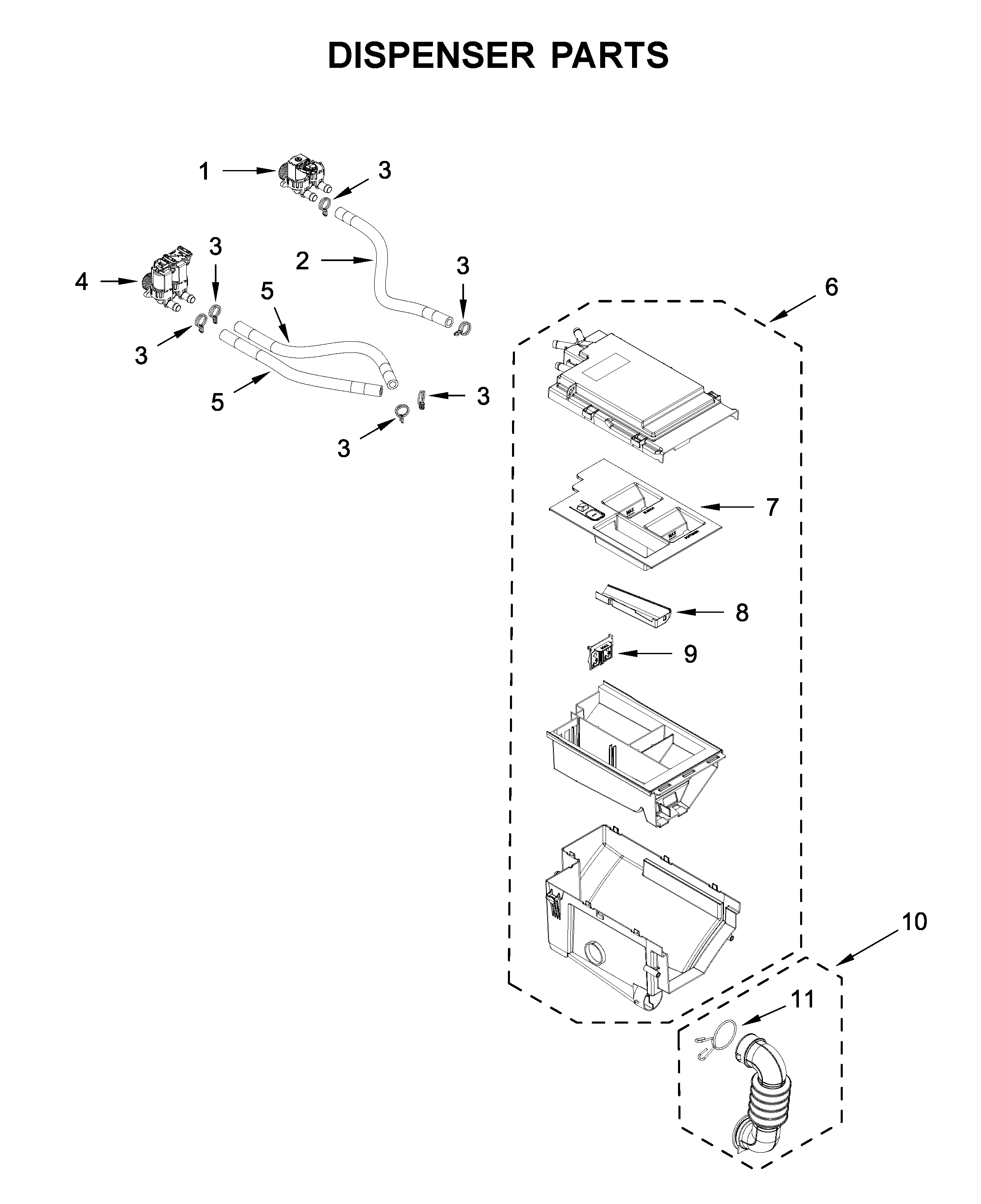 Whirlpool 8TWFW5620HW0 dispenser parts diagram