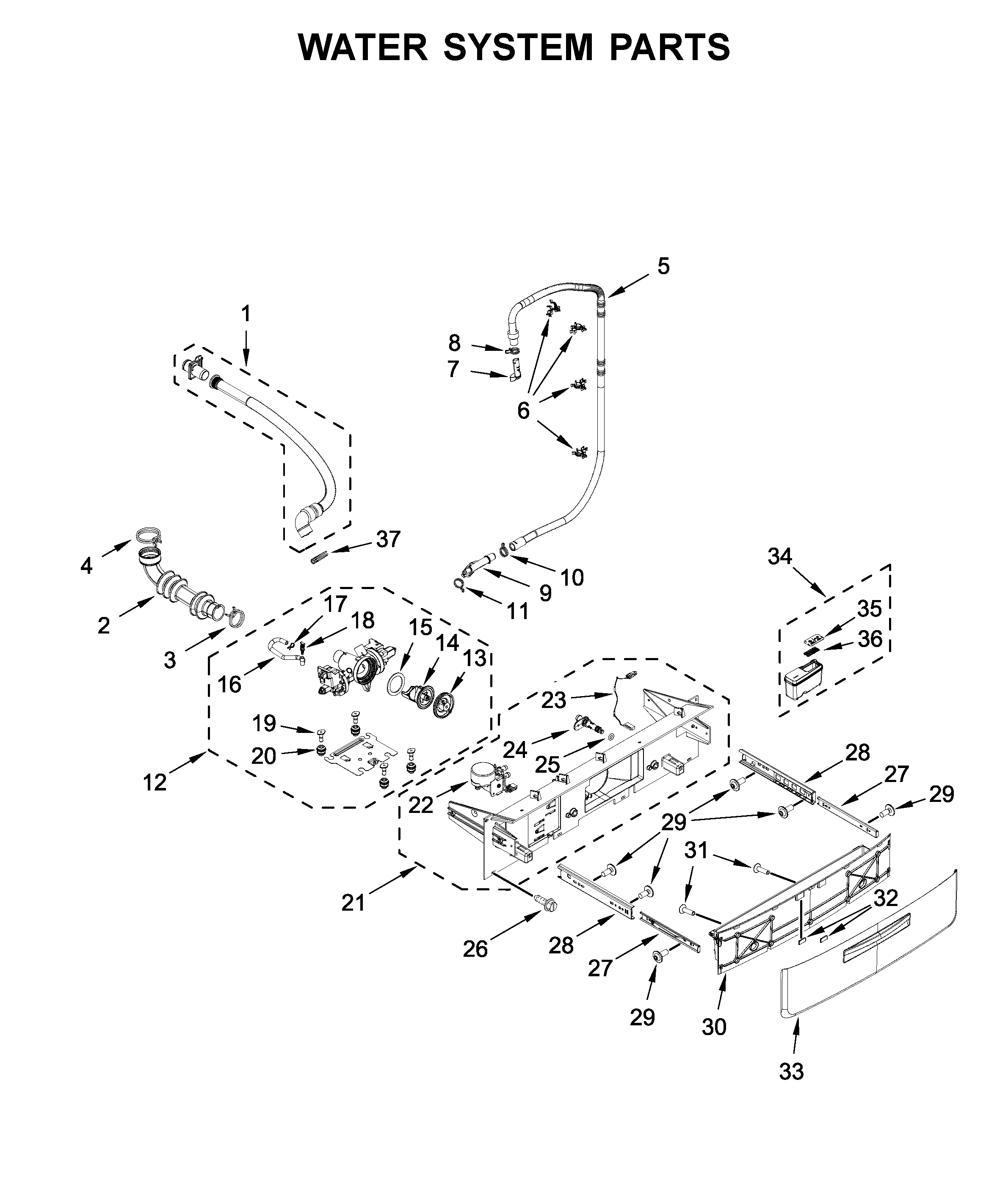 Whirlpool 8TWFW5620HW0 water system parts diagram