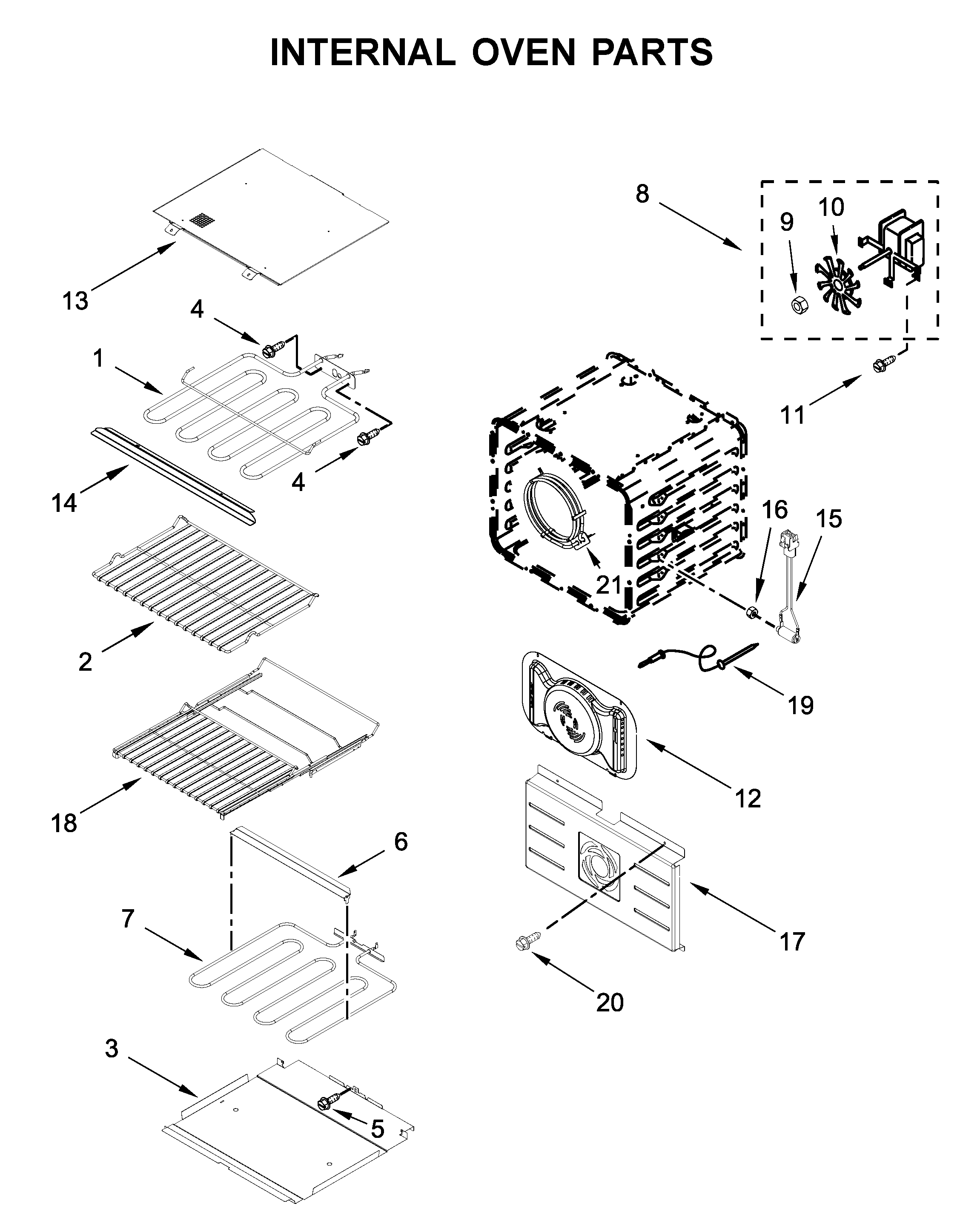 Jenn-Air JJW2430IL01 internal oven parts diagram
