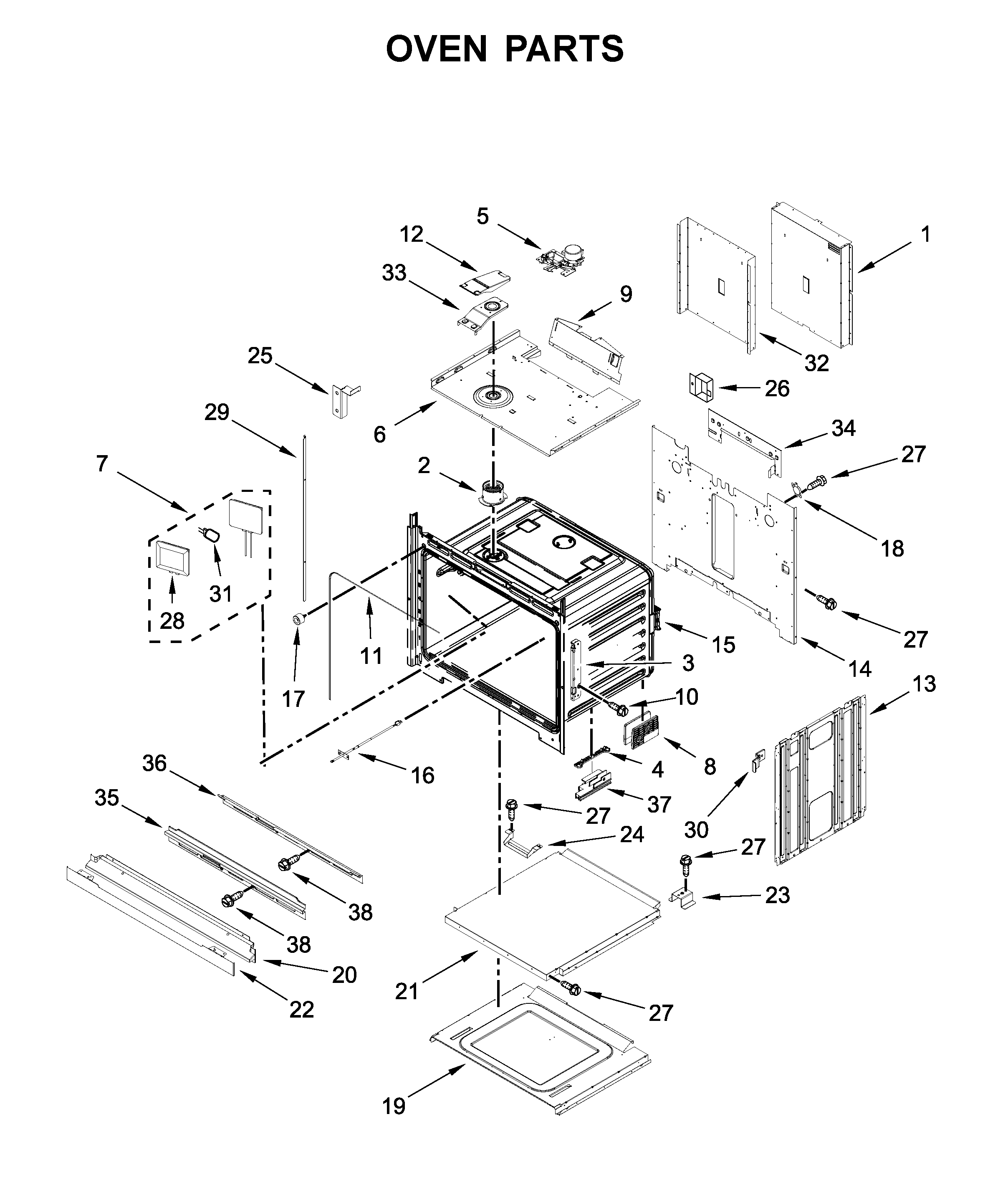 Jenn-Air JJW2827IL01 oven parts diagram