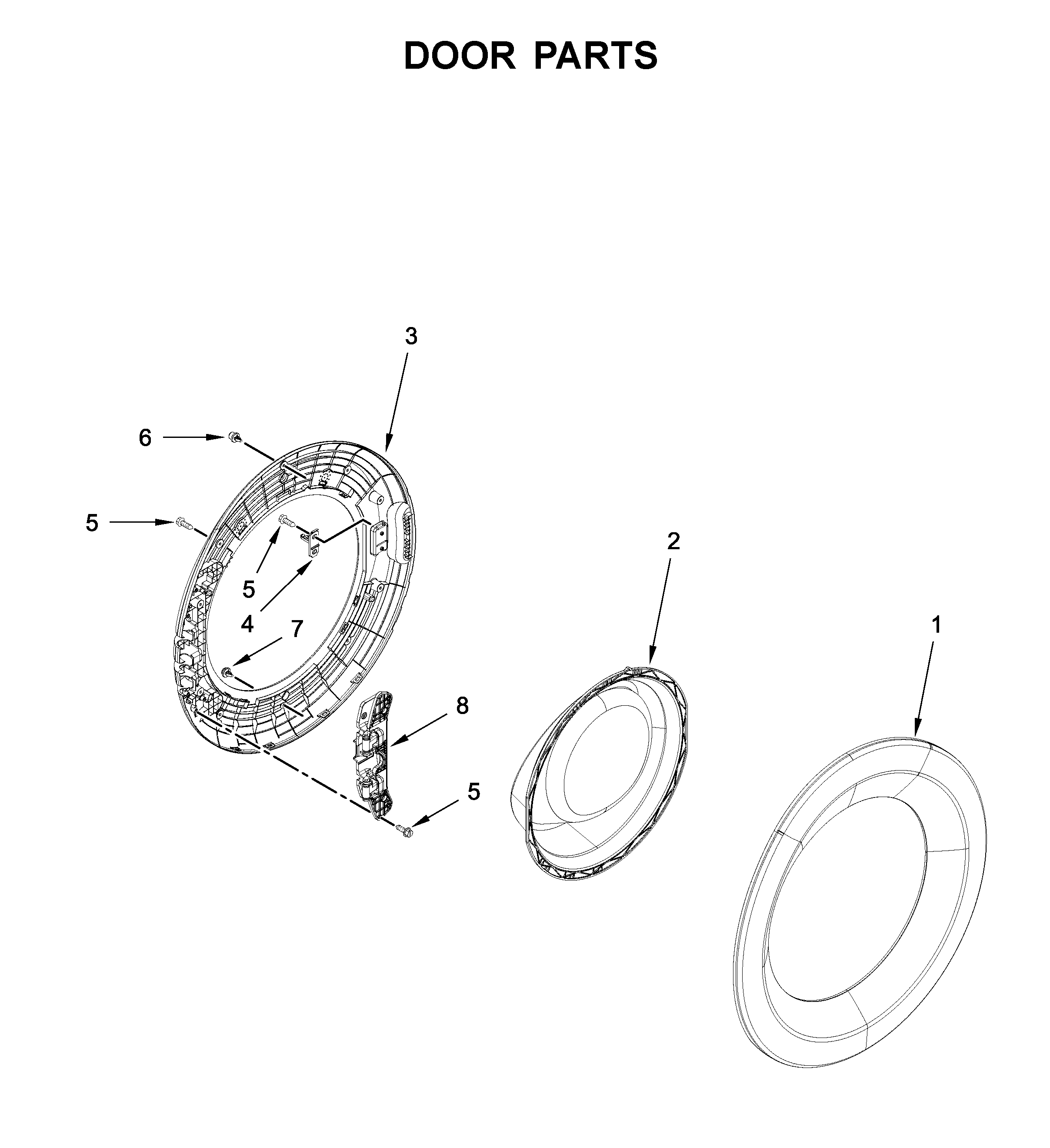 Inglis IFW5900HW0 door parts diagram