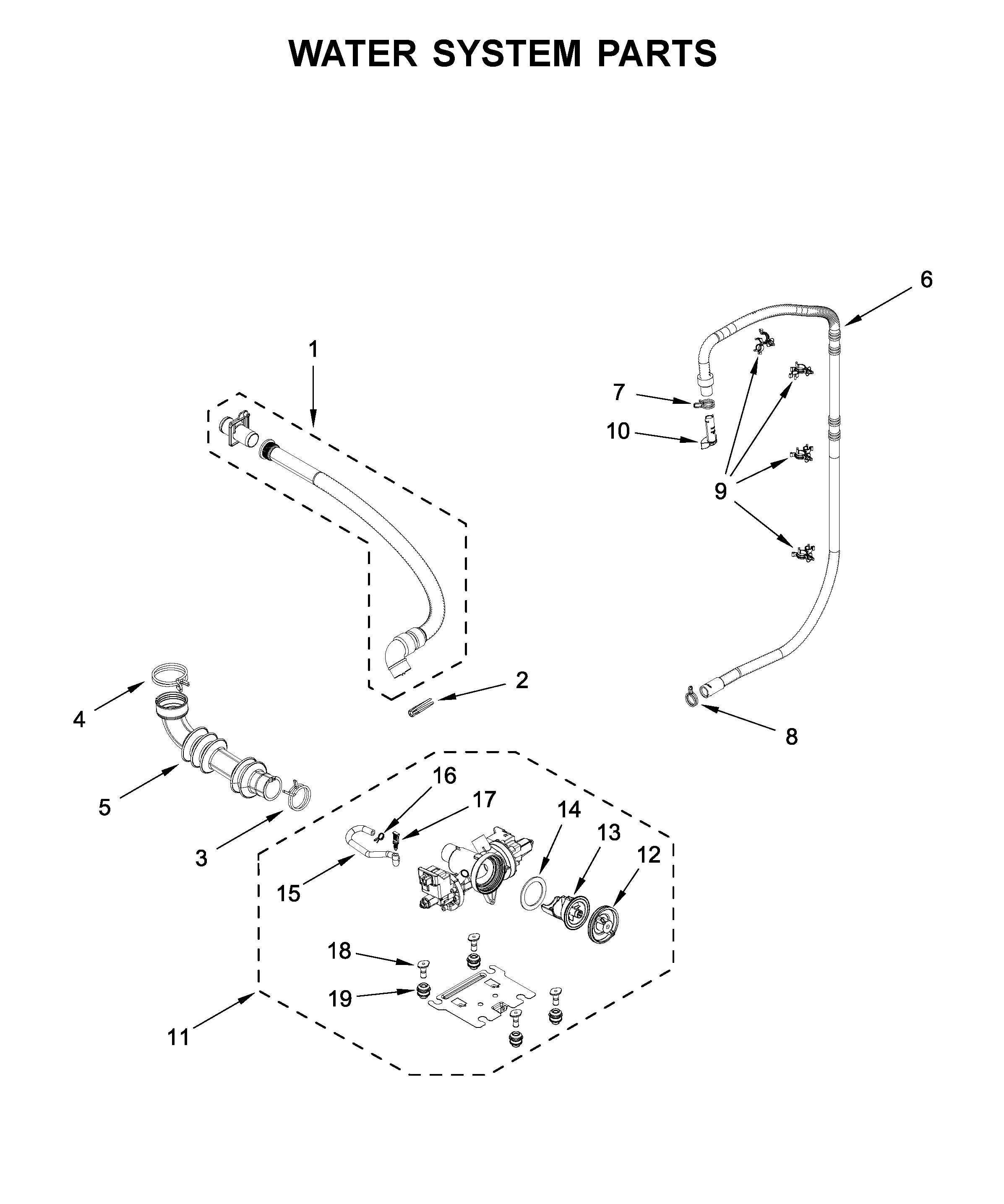 Inglis IFW5900HW0 water system parts diagram