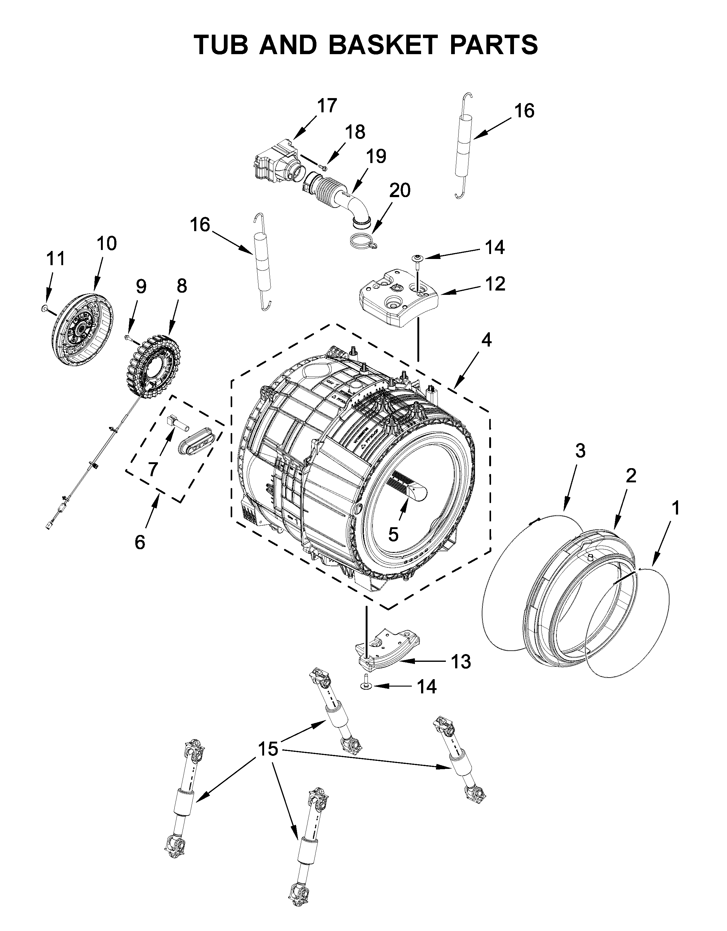 Inglis IFW5900HW0 tub and basket parts diagram