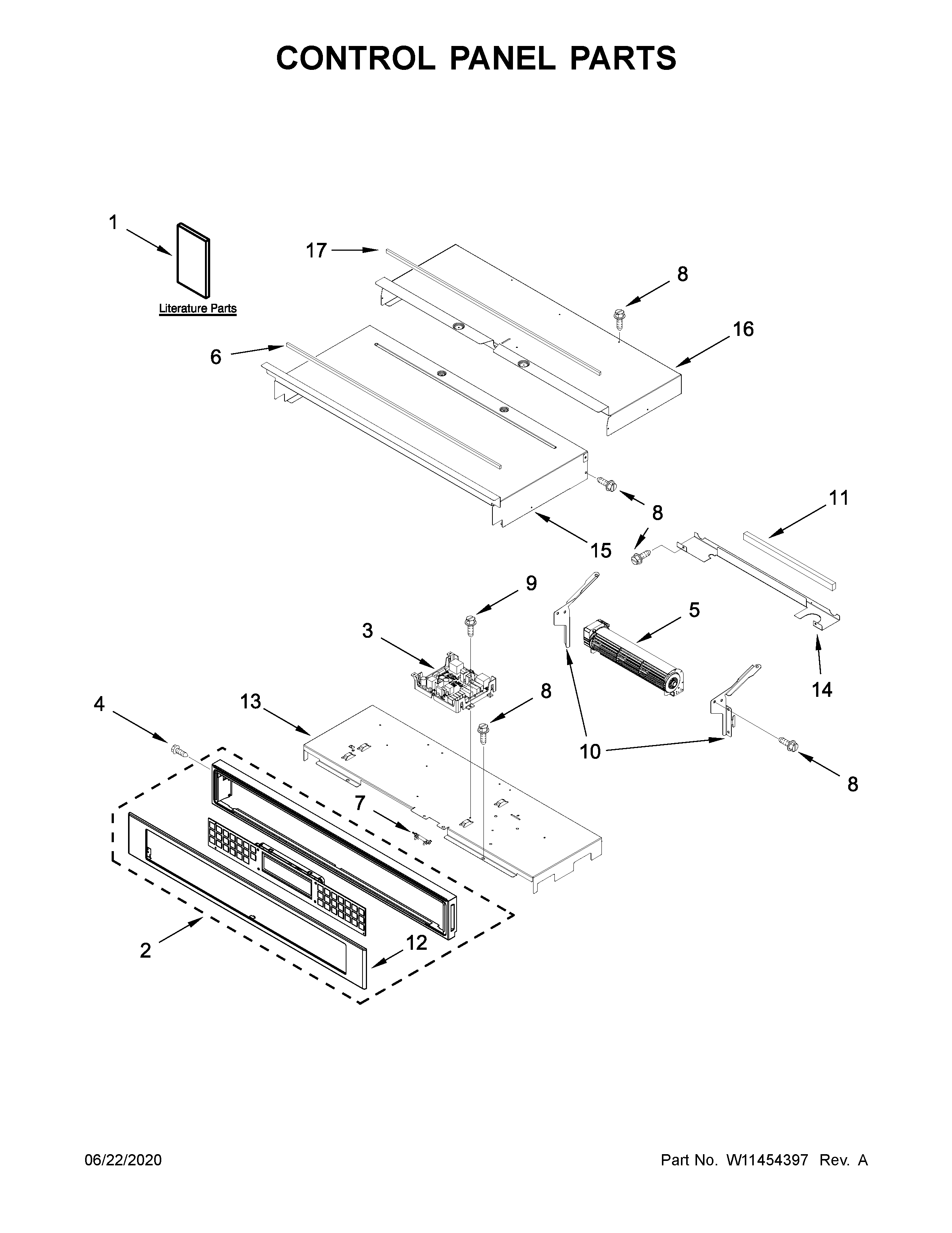 KitchenAid KOSE500EWH05 control panel parts diagram