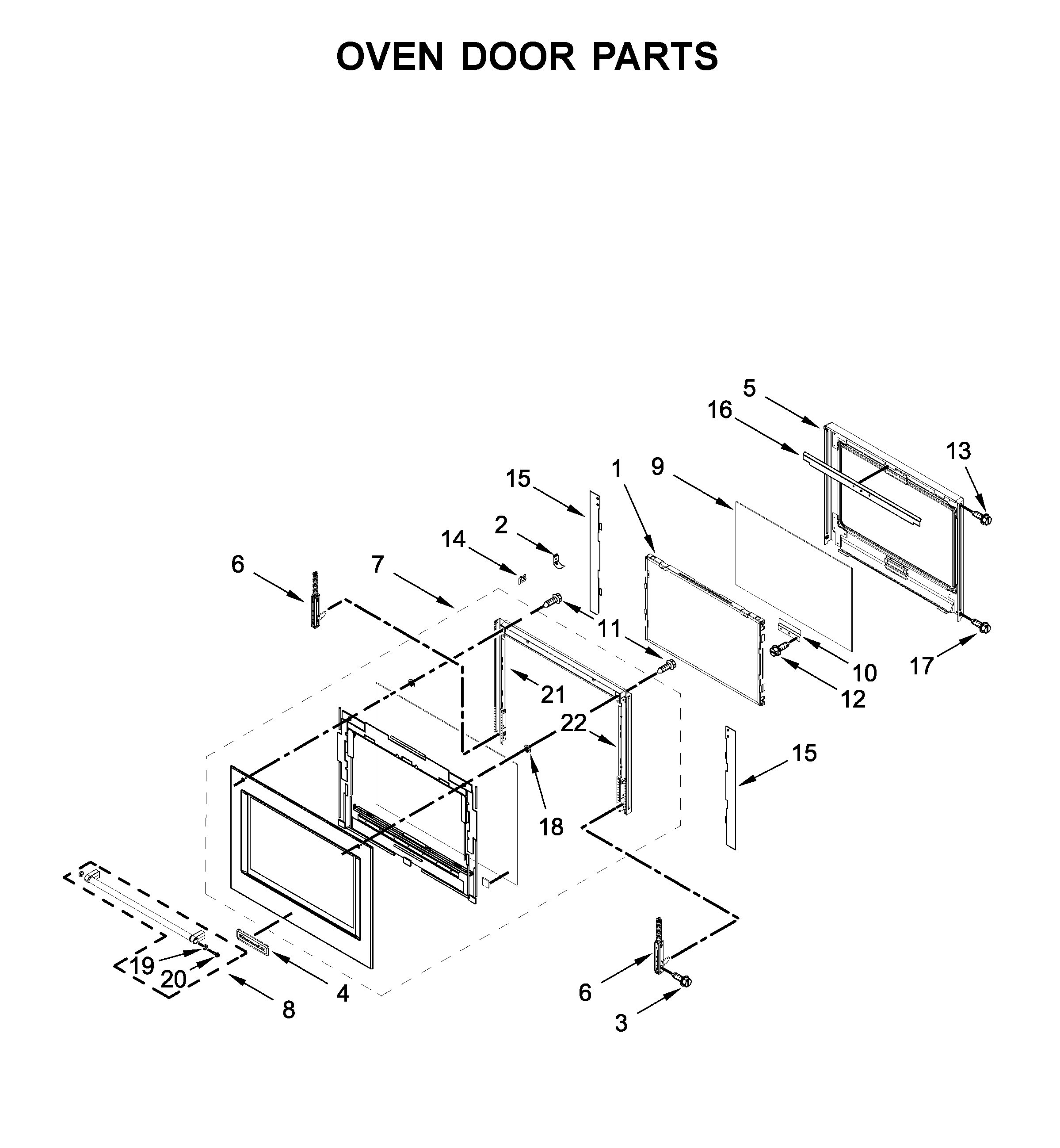 KitchenAid KOSE500EWH05 oven door parts diagram