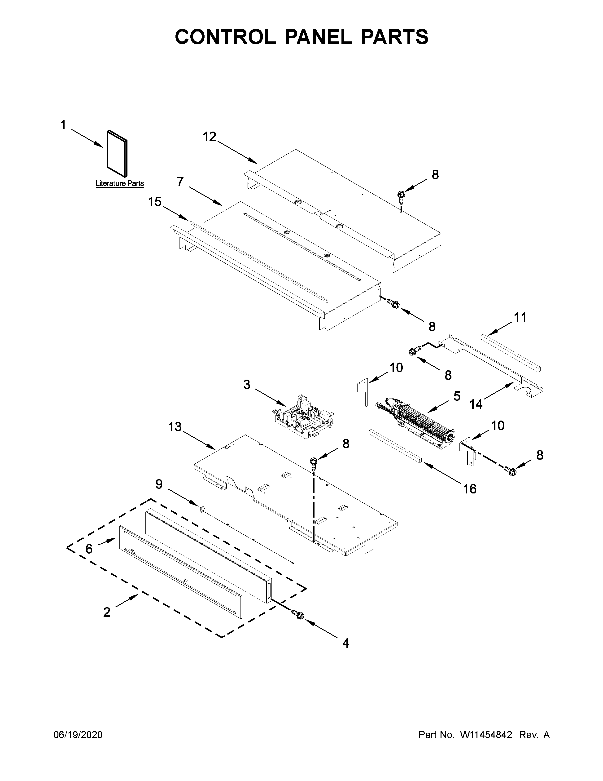 Whirlpool WOS51EC0HW02 control panel parts diagram