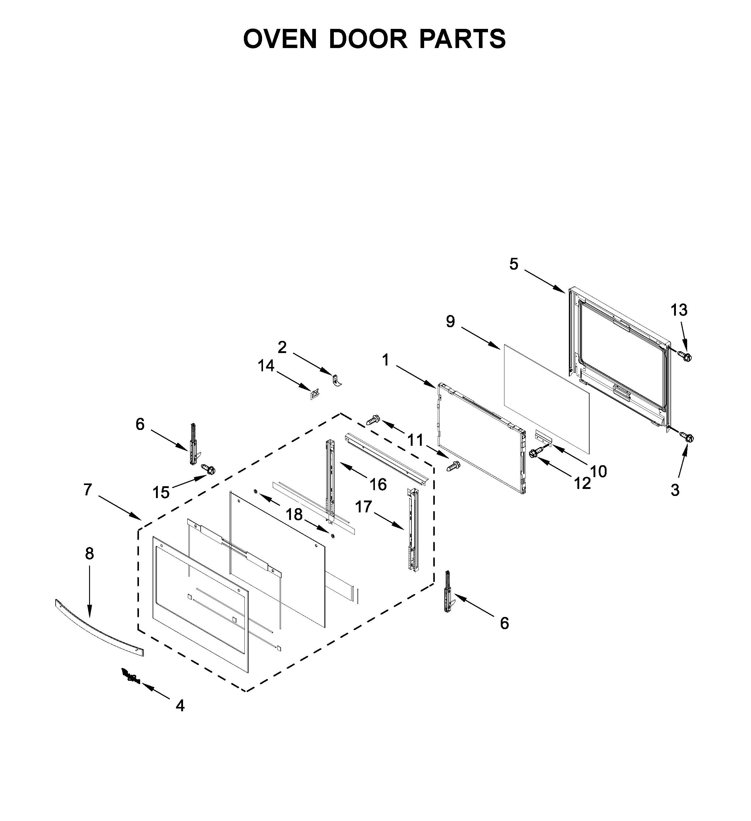 Whirlpool WOS51EC0HW02 oven door parts diagram