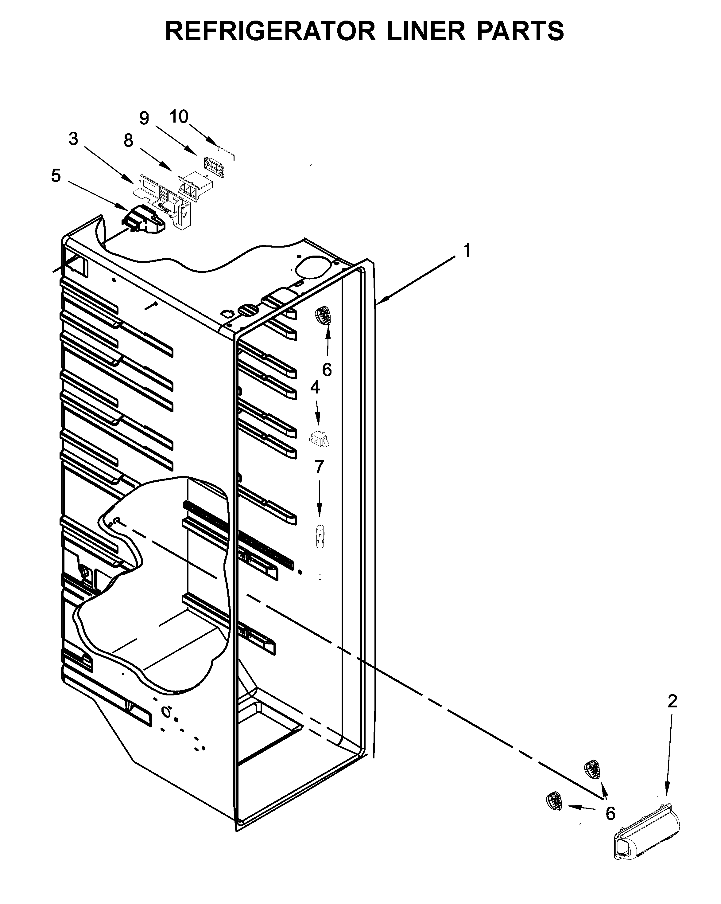 Whirlpool WRS315SNHW03 refrigerator liner parts diagram