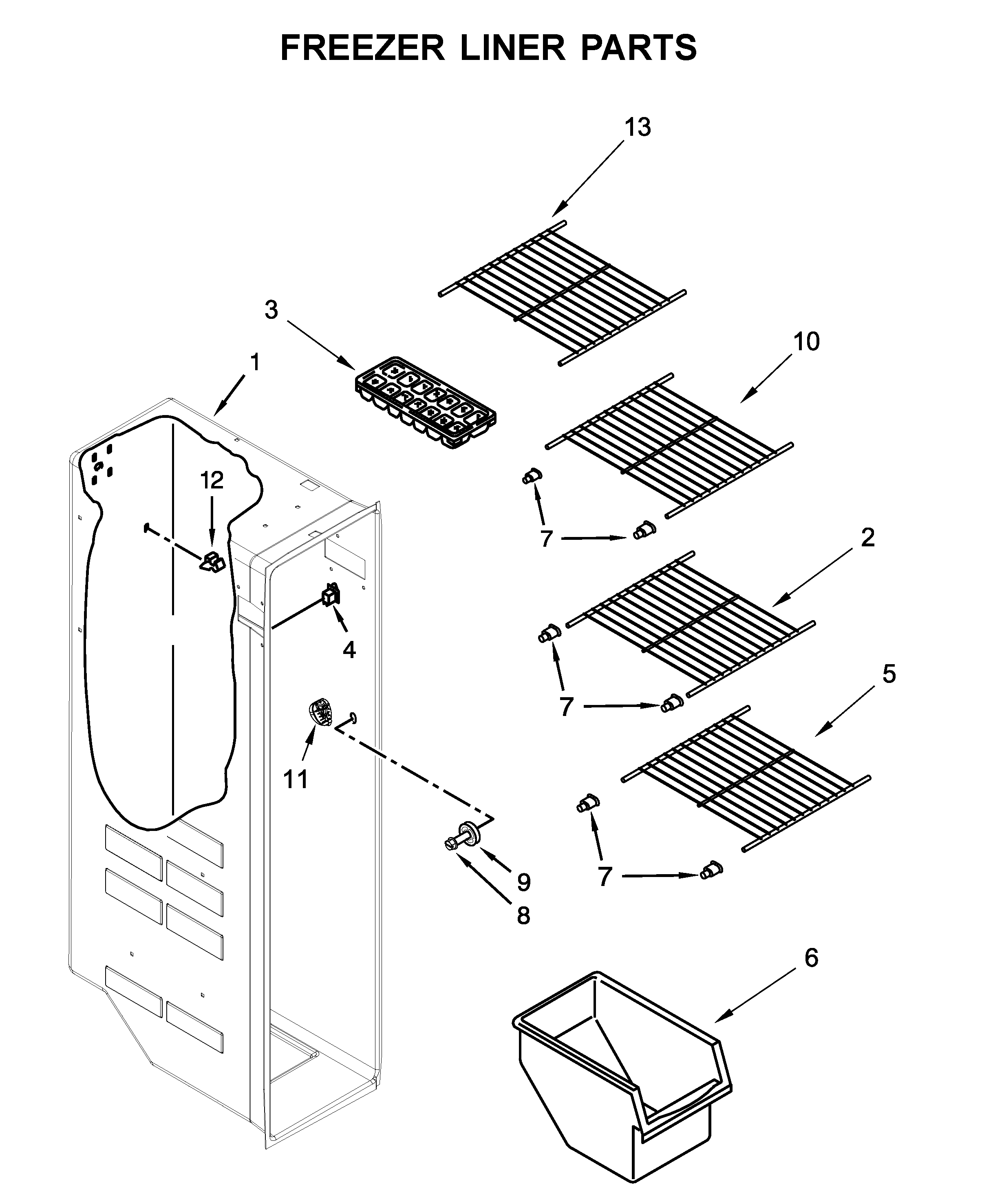Whirlpool WRS315SNHW03 freezer liner parts diagram