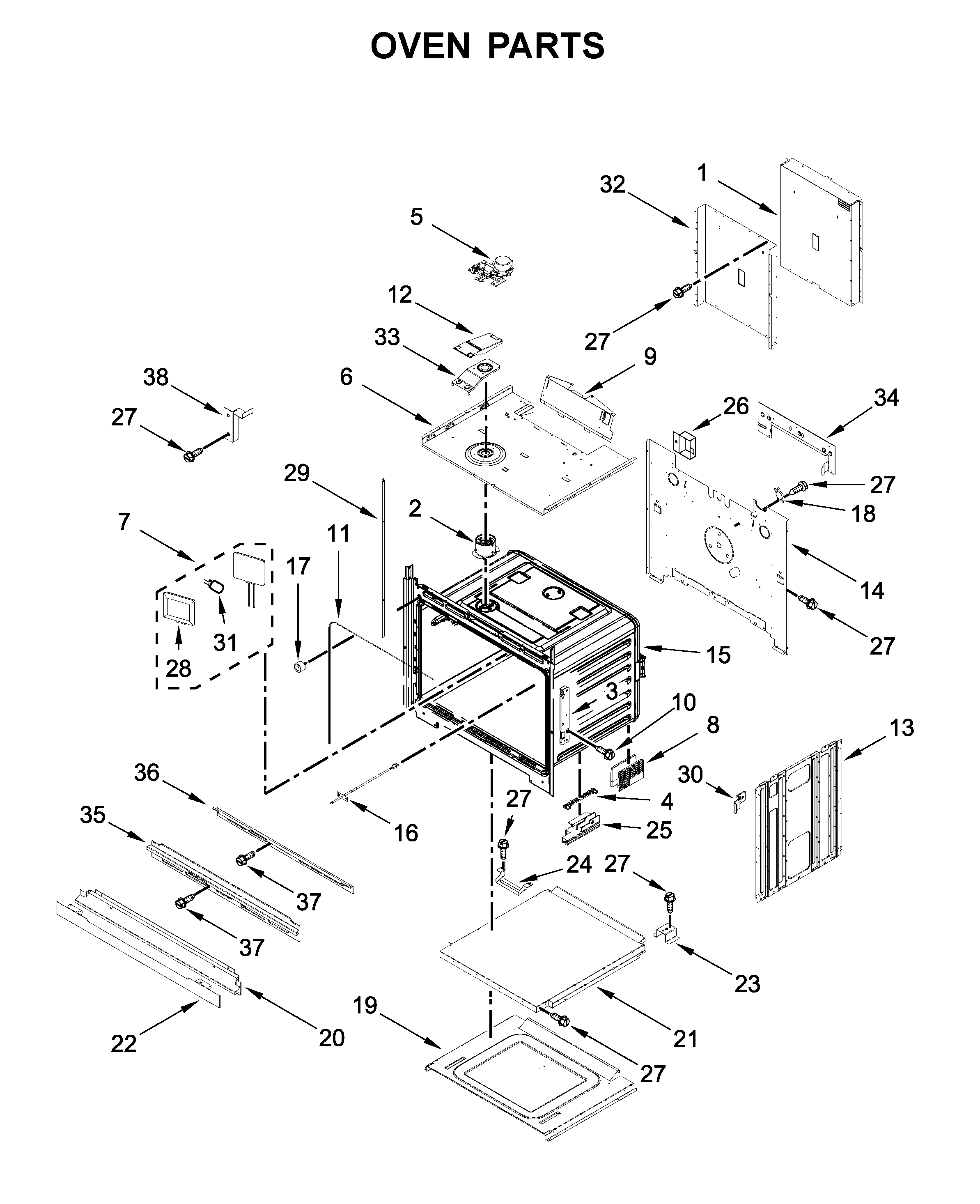 KitchenAid KODE500EWH05 oven parts diagram