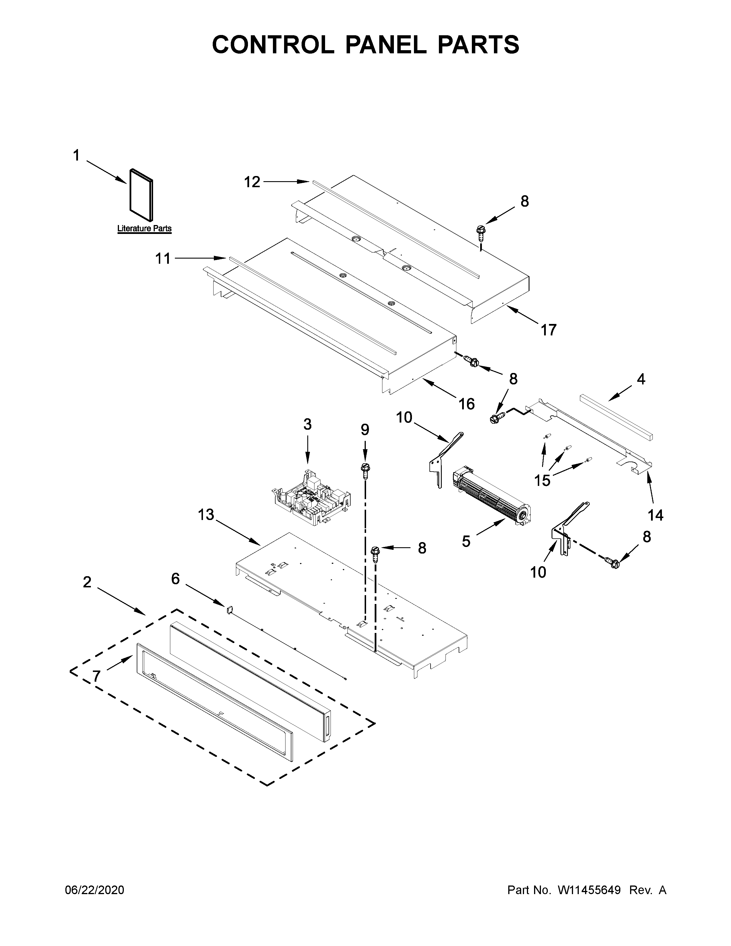 Whirlpool WOD51EC0HB02 control panel parts diagram