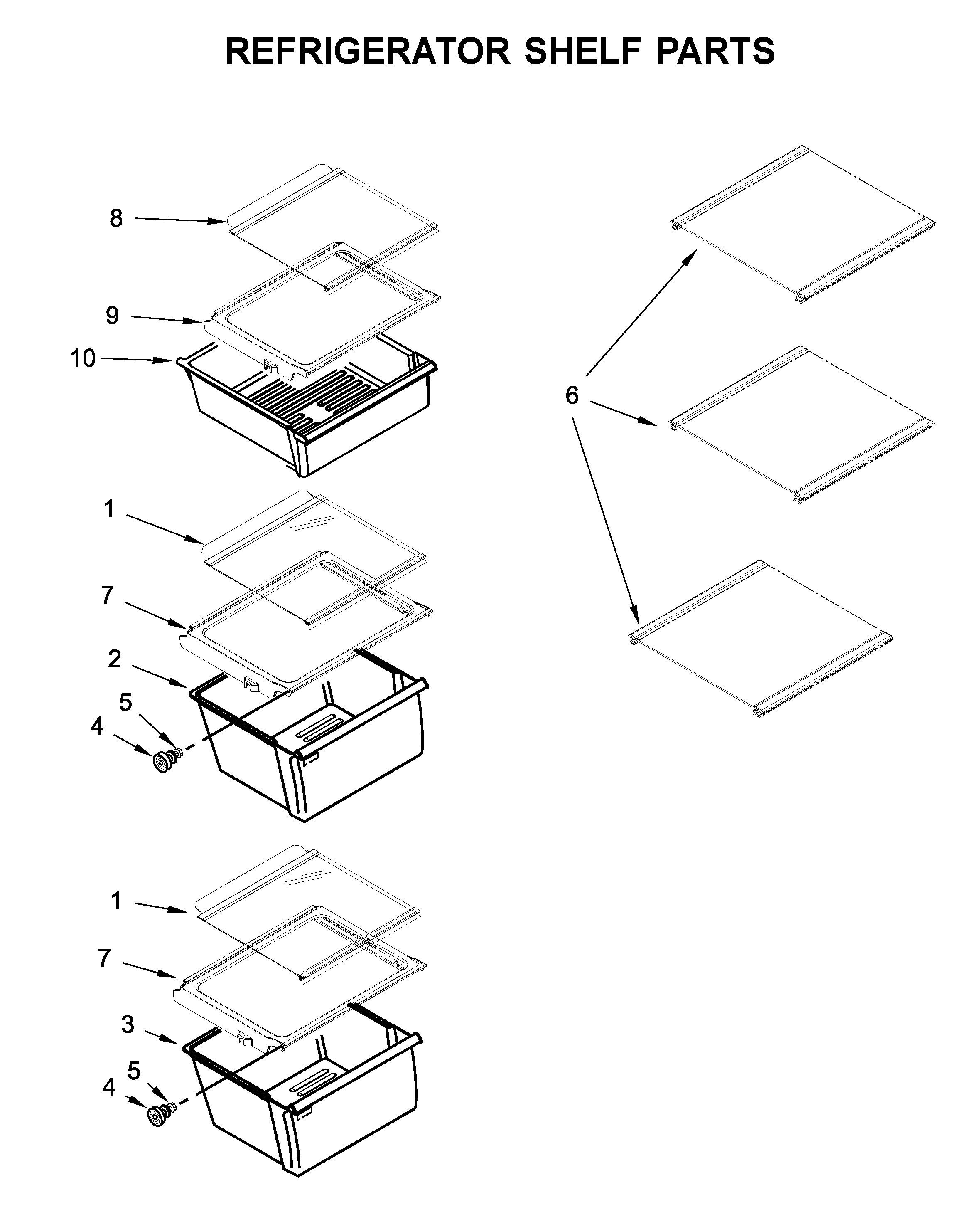 Whirlpool 5WRS315NHM00 refrigerator shelf parts diagram