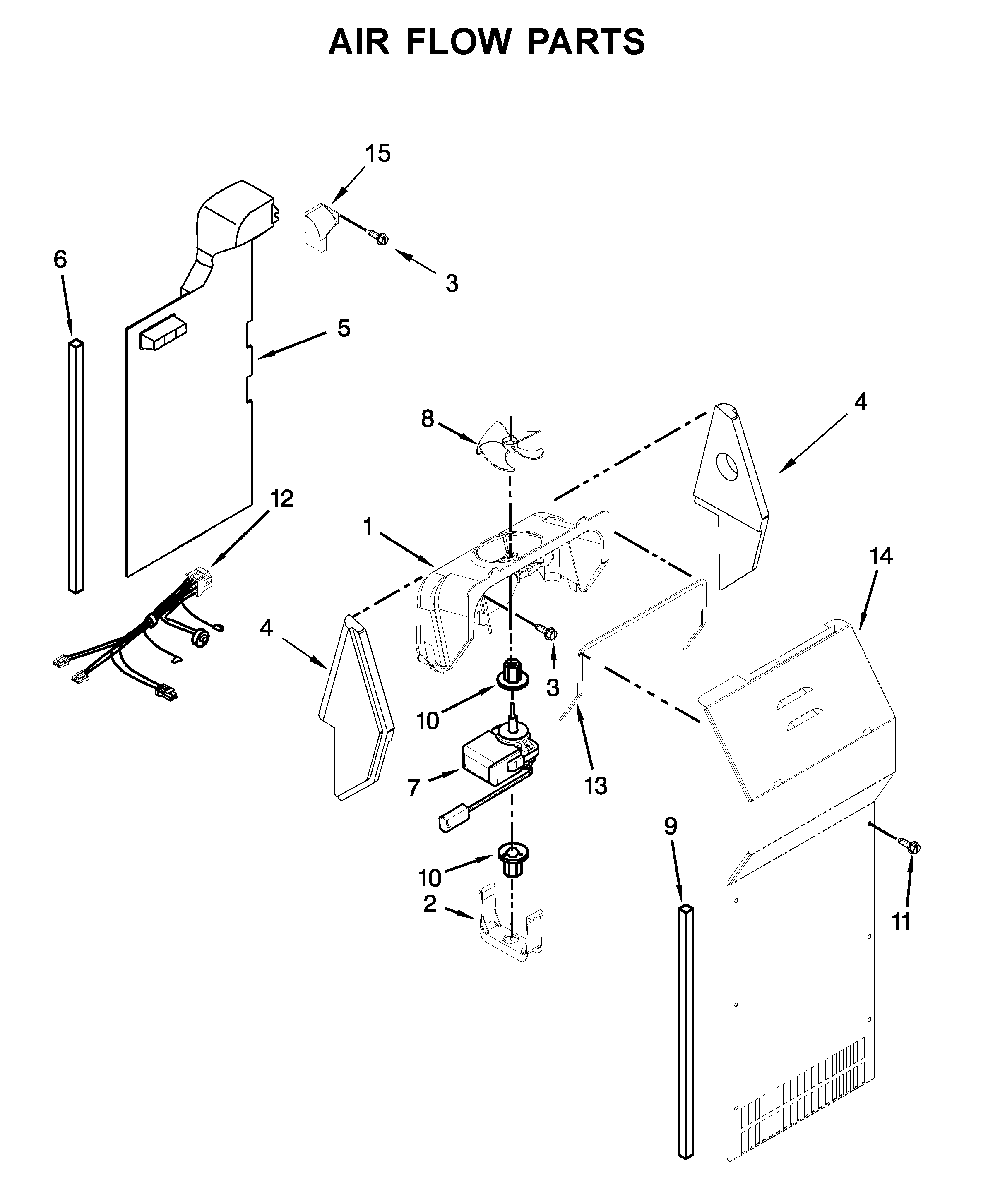 Whirlpool 5WRS315NHM00 air flow parts diagram