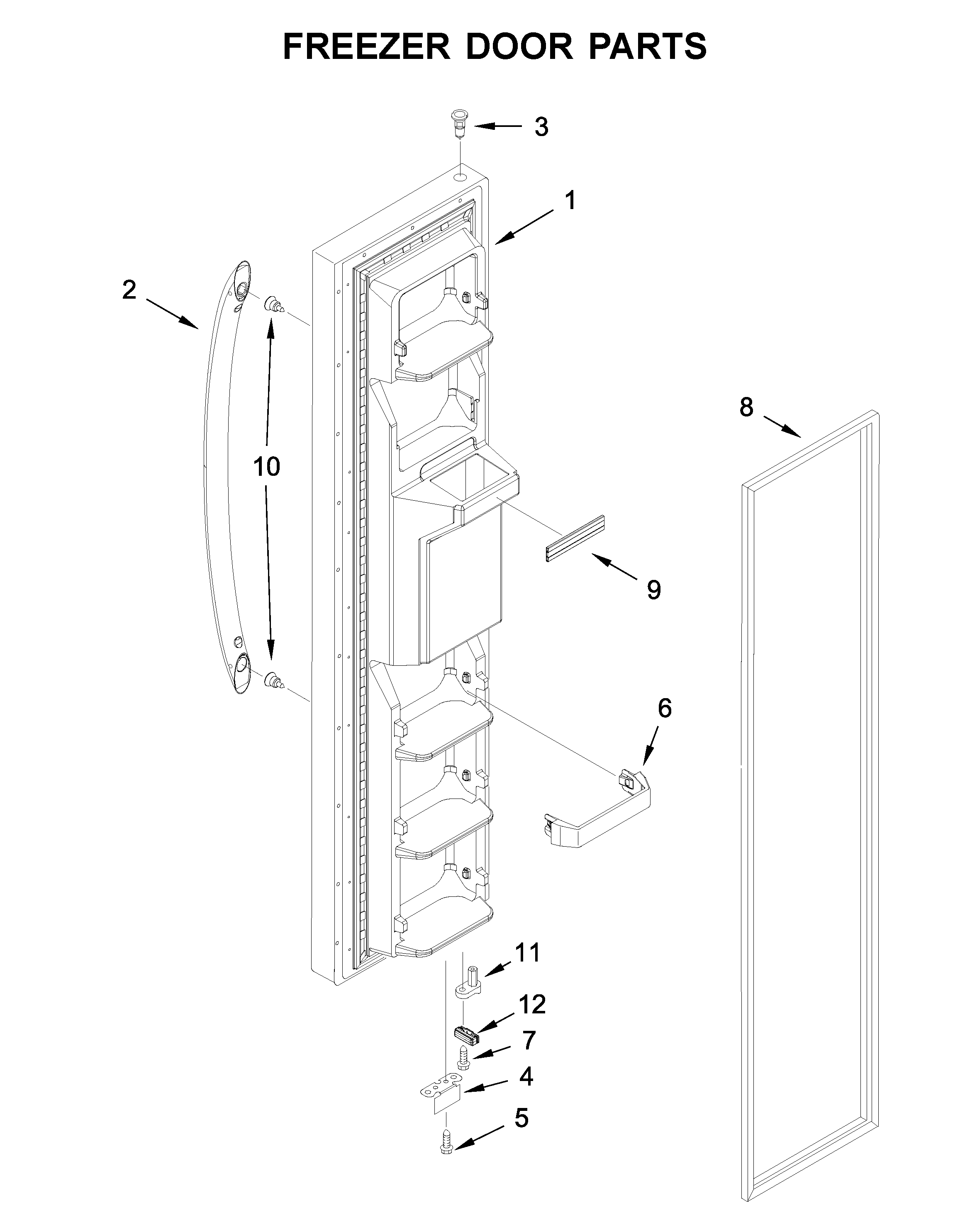 Whirlpool WRS335SDHW03 freezer door parts diagram