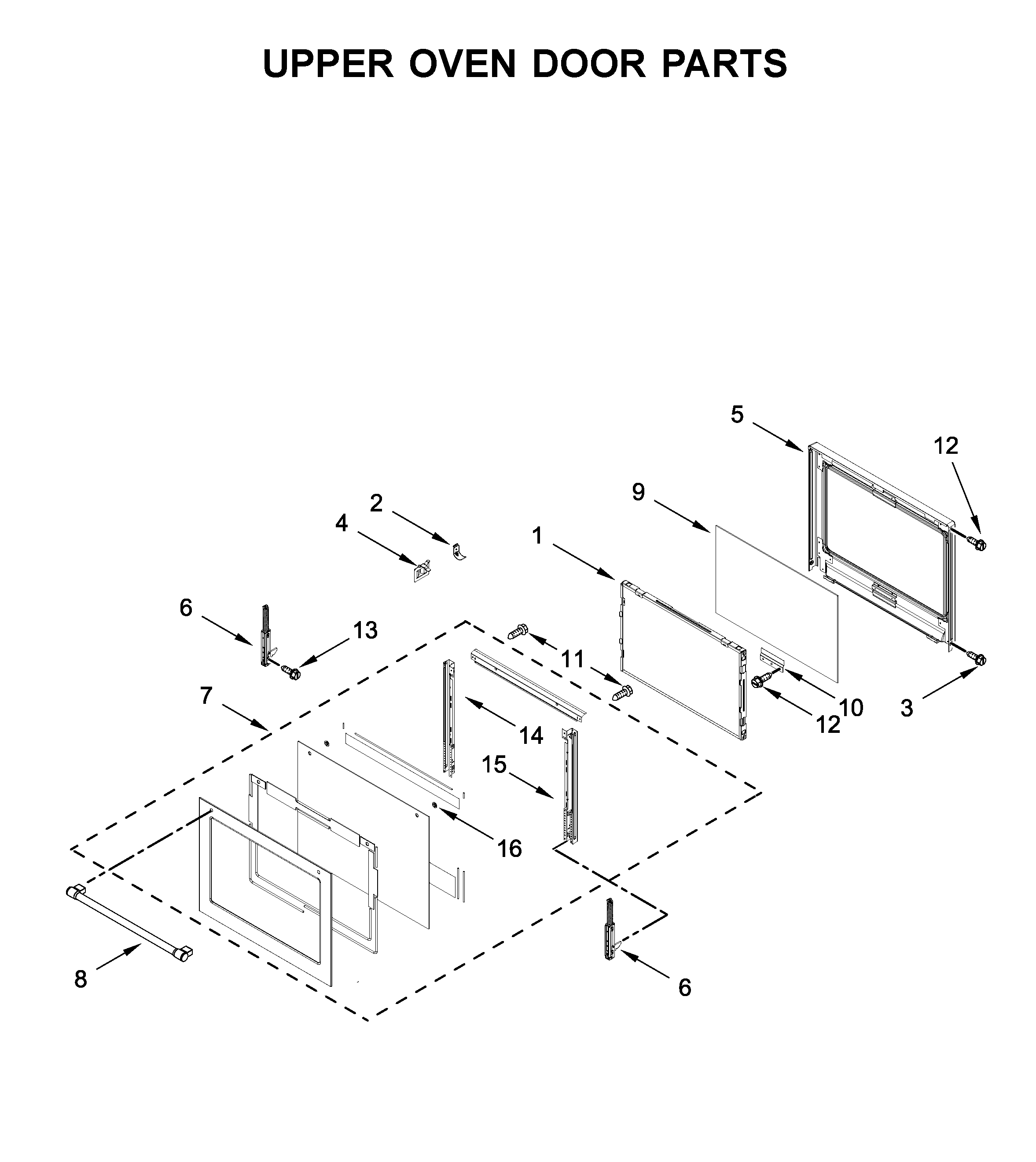 Maytag MEW9630FZ04 upper oven door parts diagram