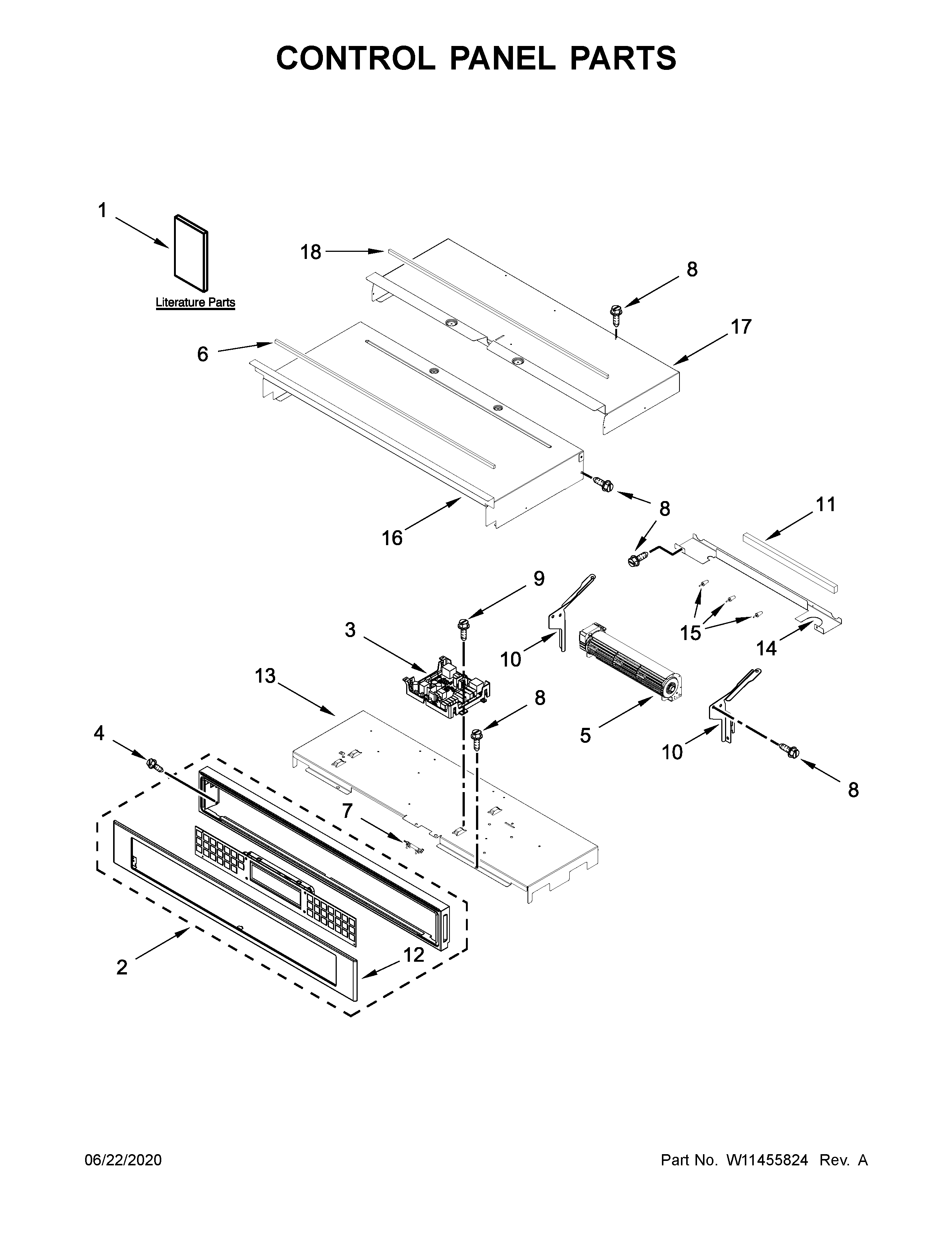 KitchenAid KODE507EBS05 control panel parts diagram