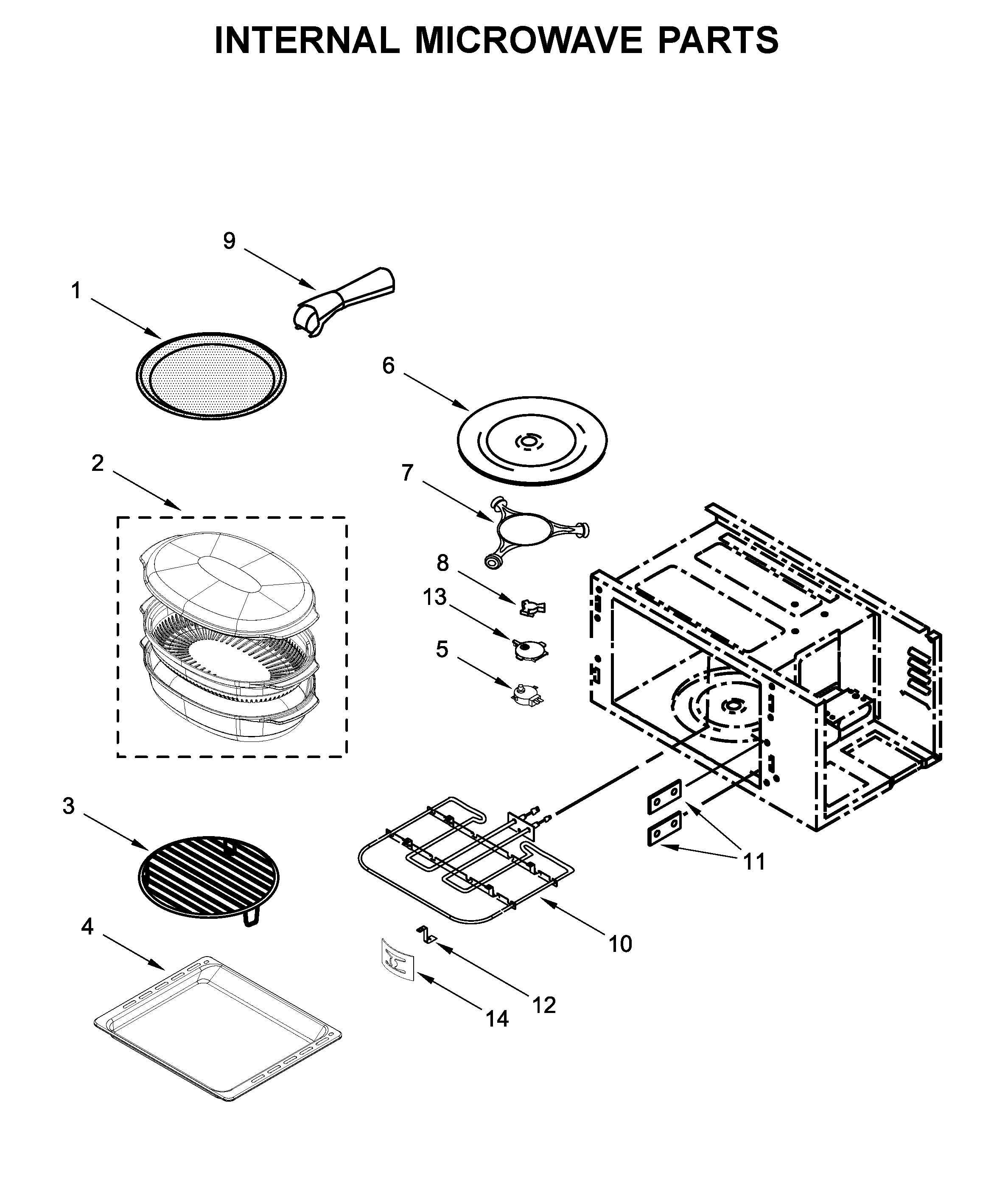 KitchenAid KOCE507EBL11 internal microwave parts diagram