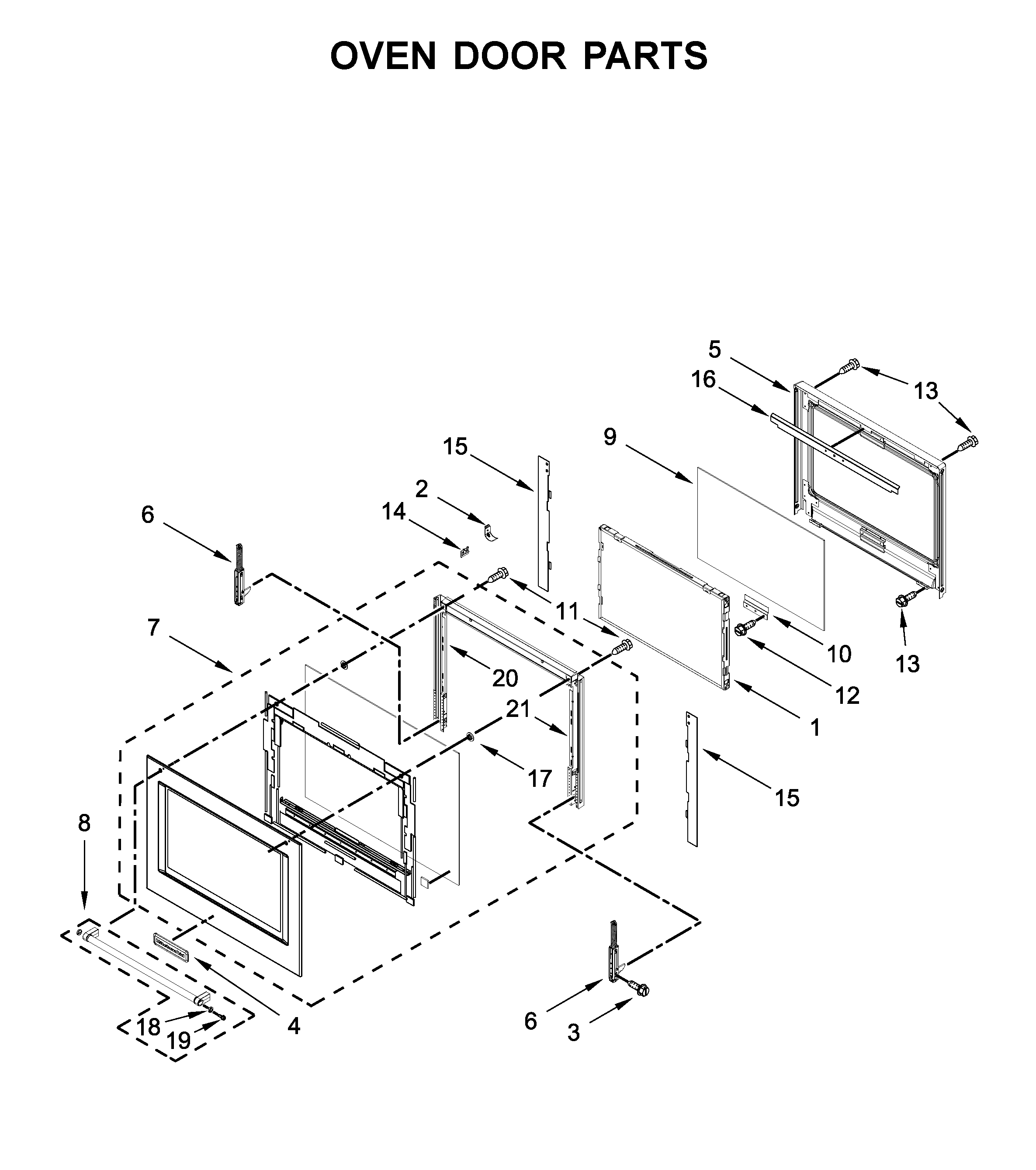 KitchenAid KOCE507EBL11 oven door parts diagram