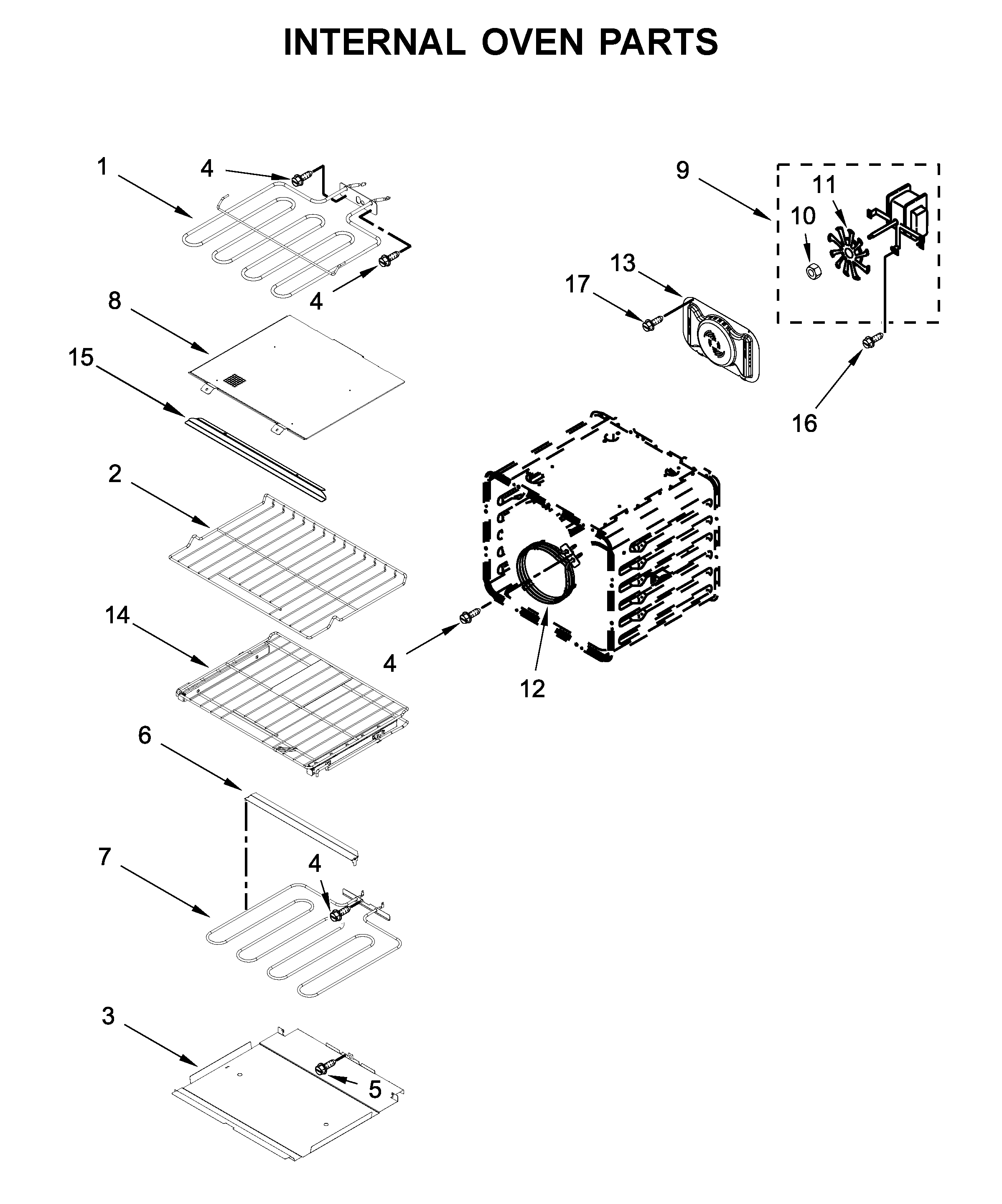 KitchenAid KOCE507EBL11 internal oven parts diagram