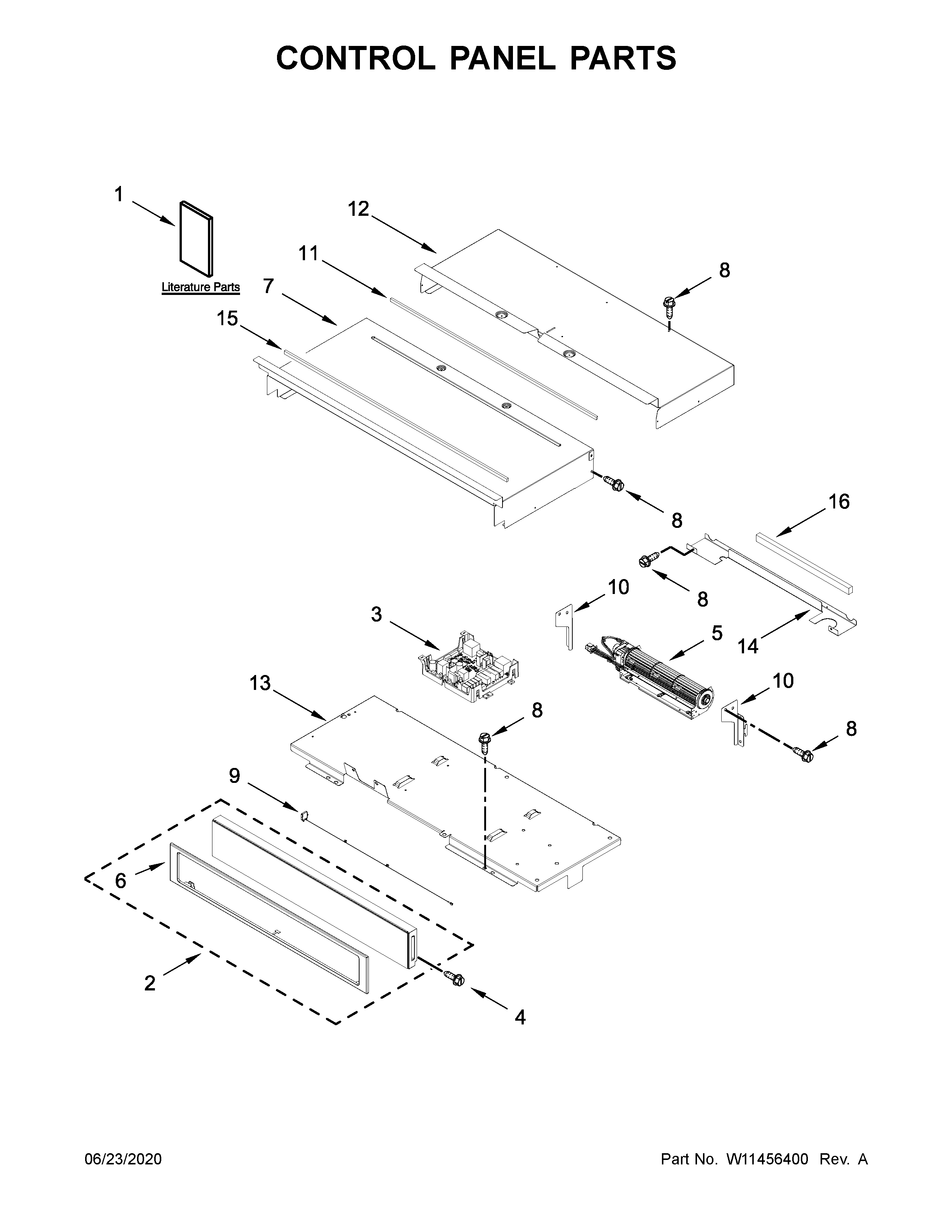 Whirlpool WOS51EC7HW02 control panel parts diagram