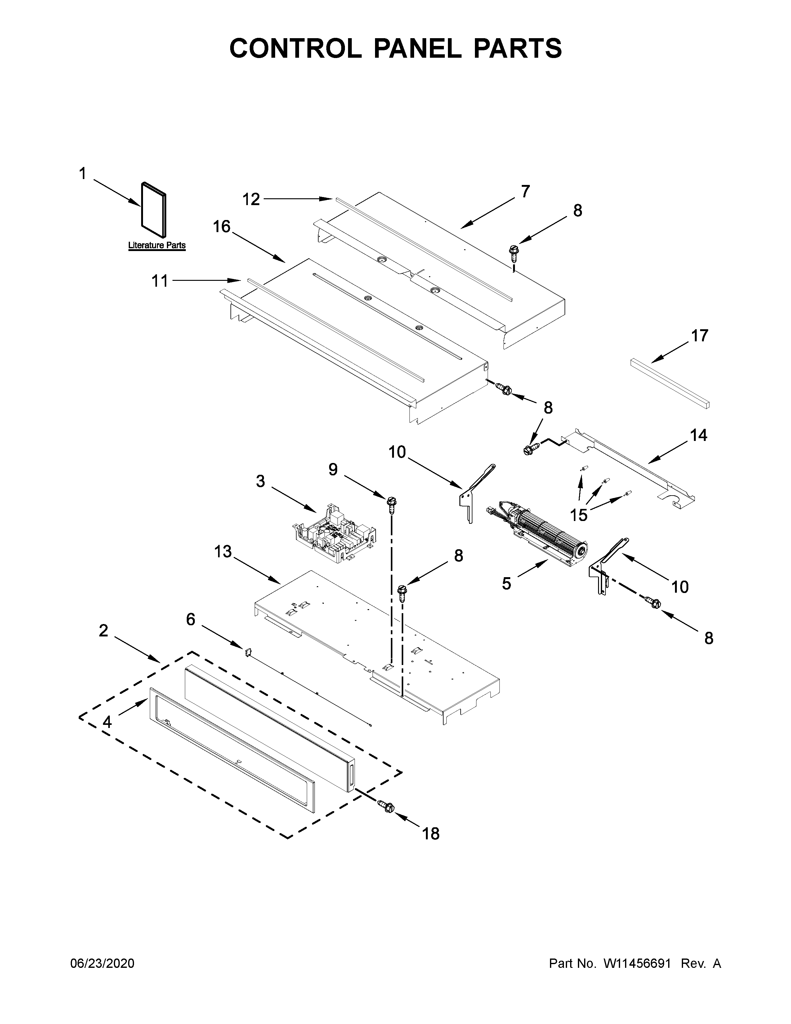 Whirlpool WOD77EC0HS02 control panel parts diagram