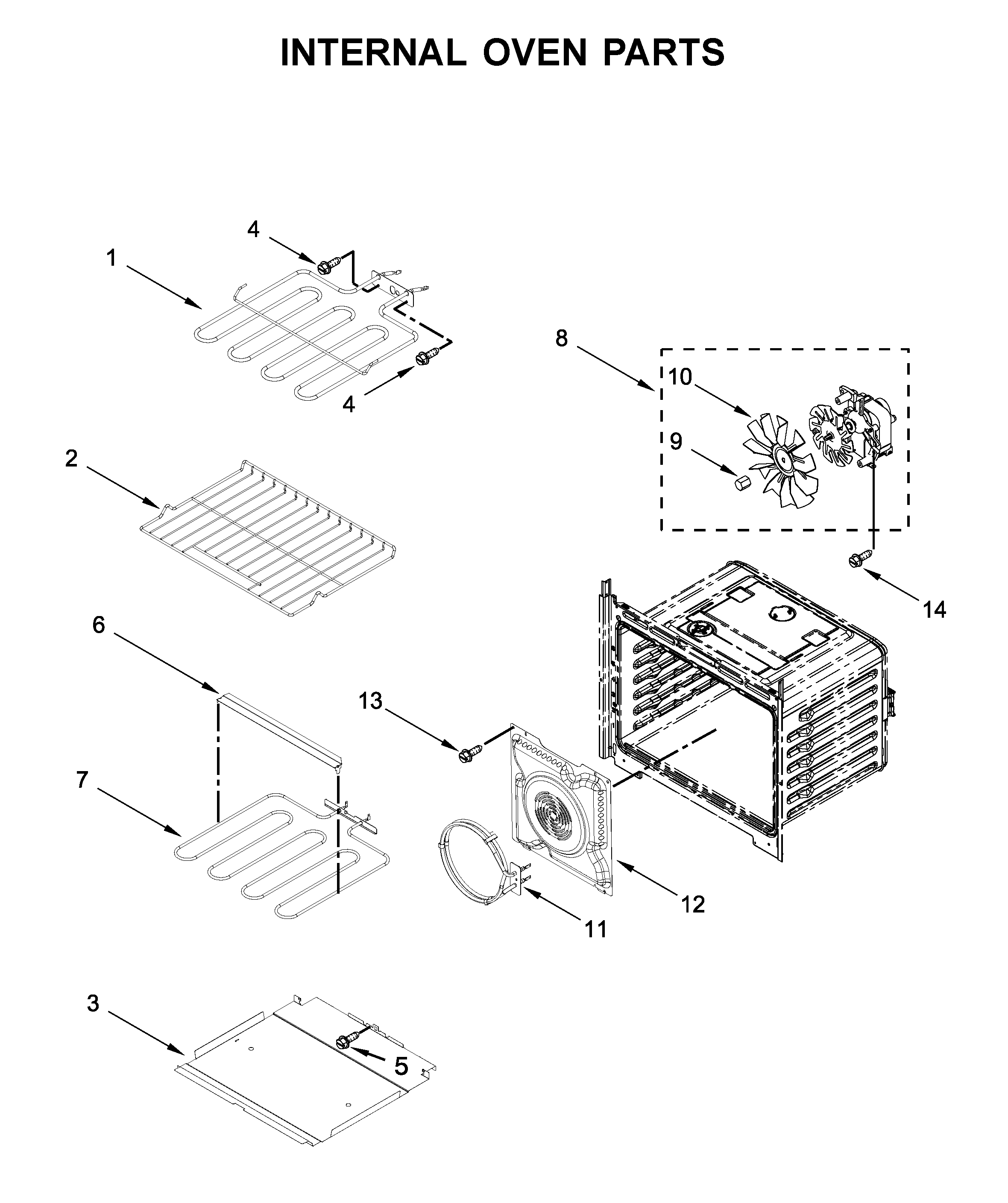 Whirlpool WOD77EC0HS02 internal oven parts diagram