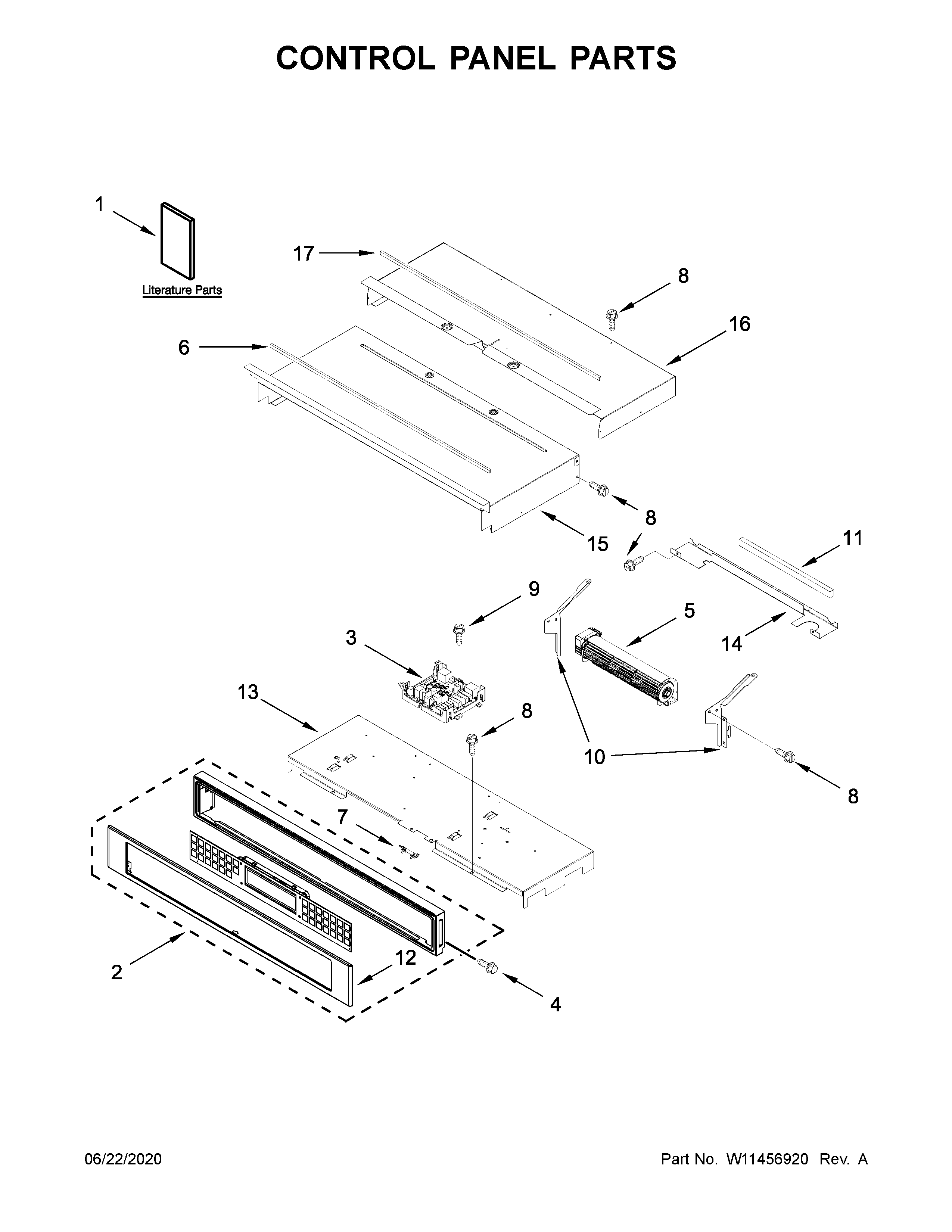 KitchenAid KOSE507EBS05 control panel parts diagram