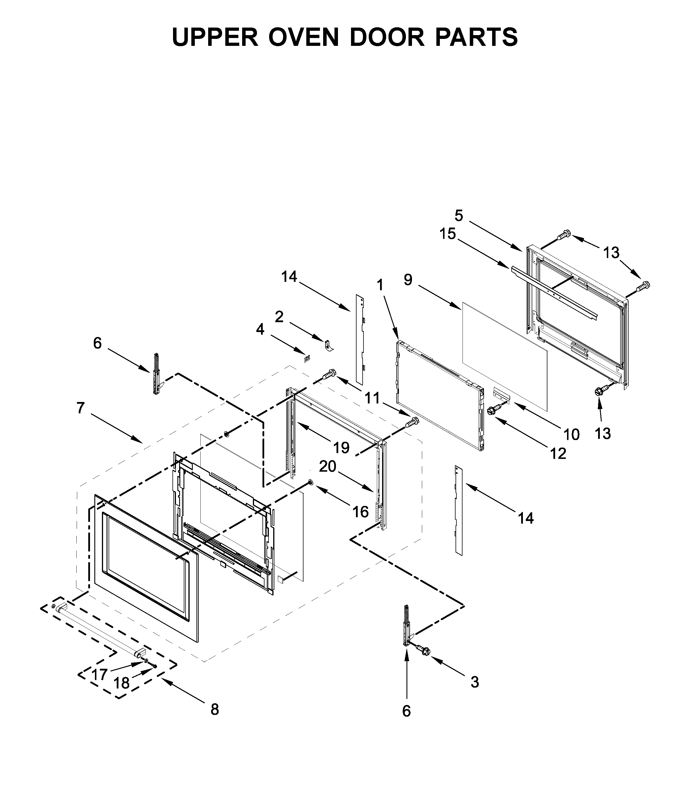 KitchenAid KODE300ESS05 upper oven door parts diagram