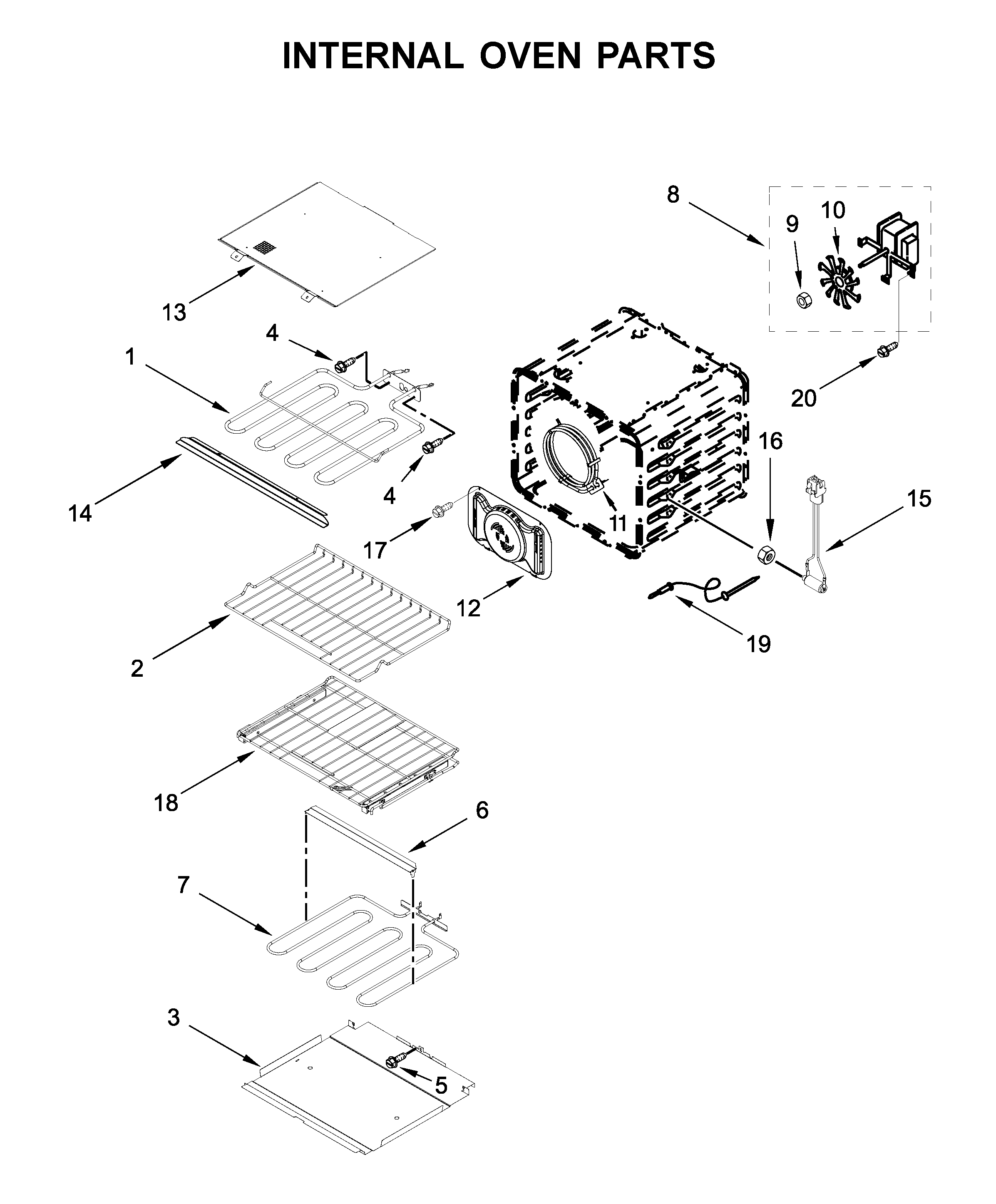 KitchenAid KODE300ESS05 internal oven parts diagram