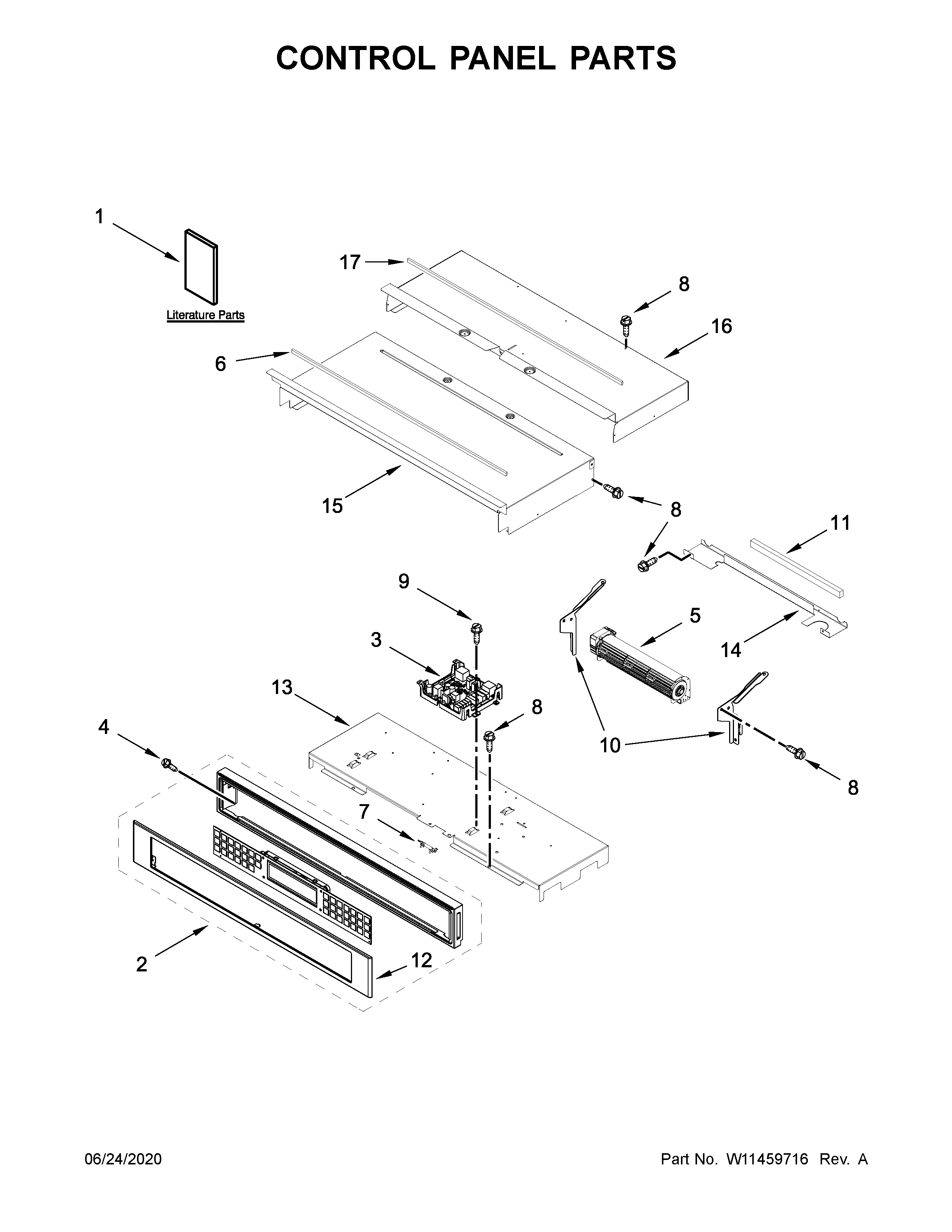 KitchenAid KOST100ESS04 control panel parts diagram