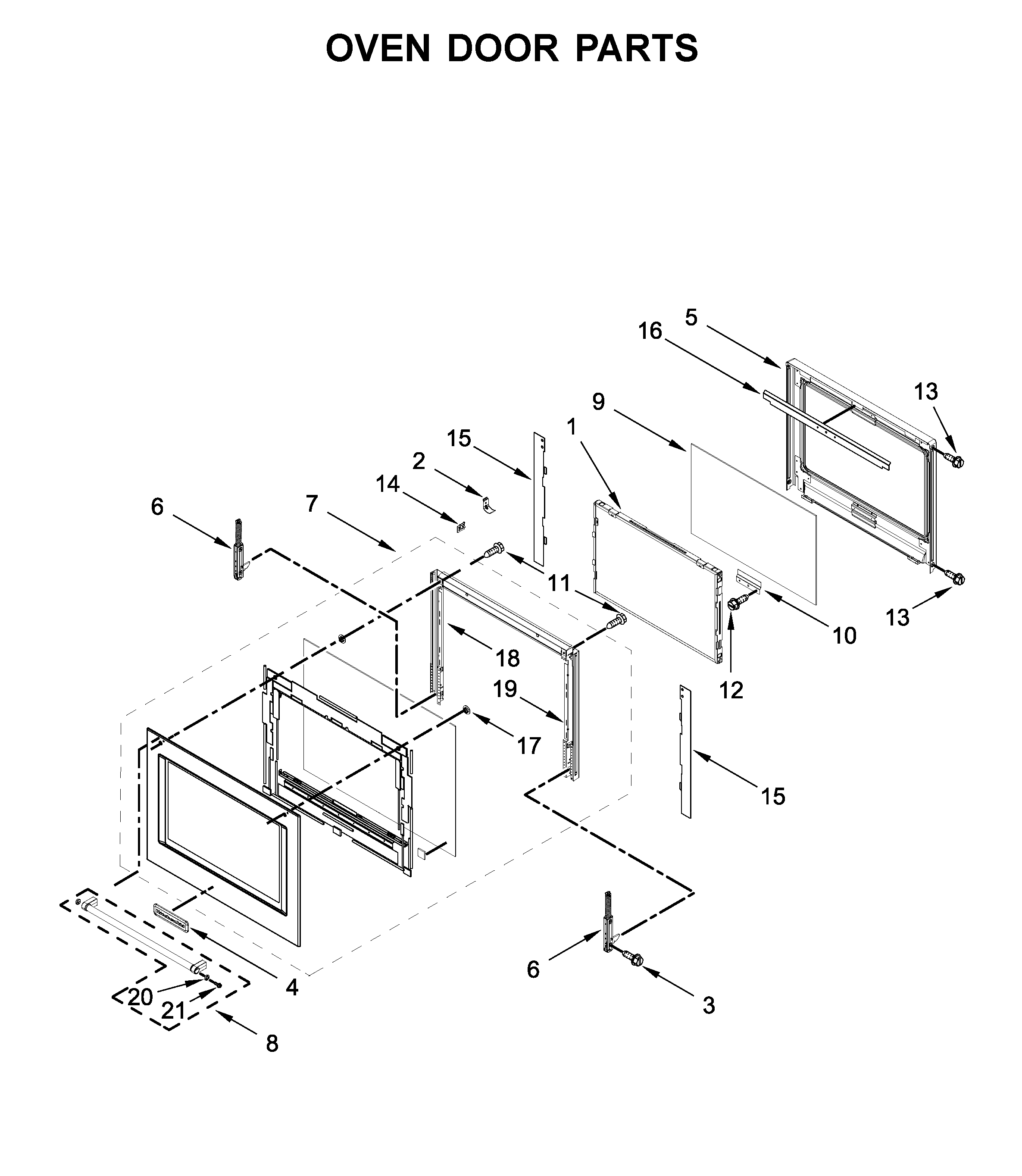KitchenAid KOST100ESS04 oven door parts diagram