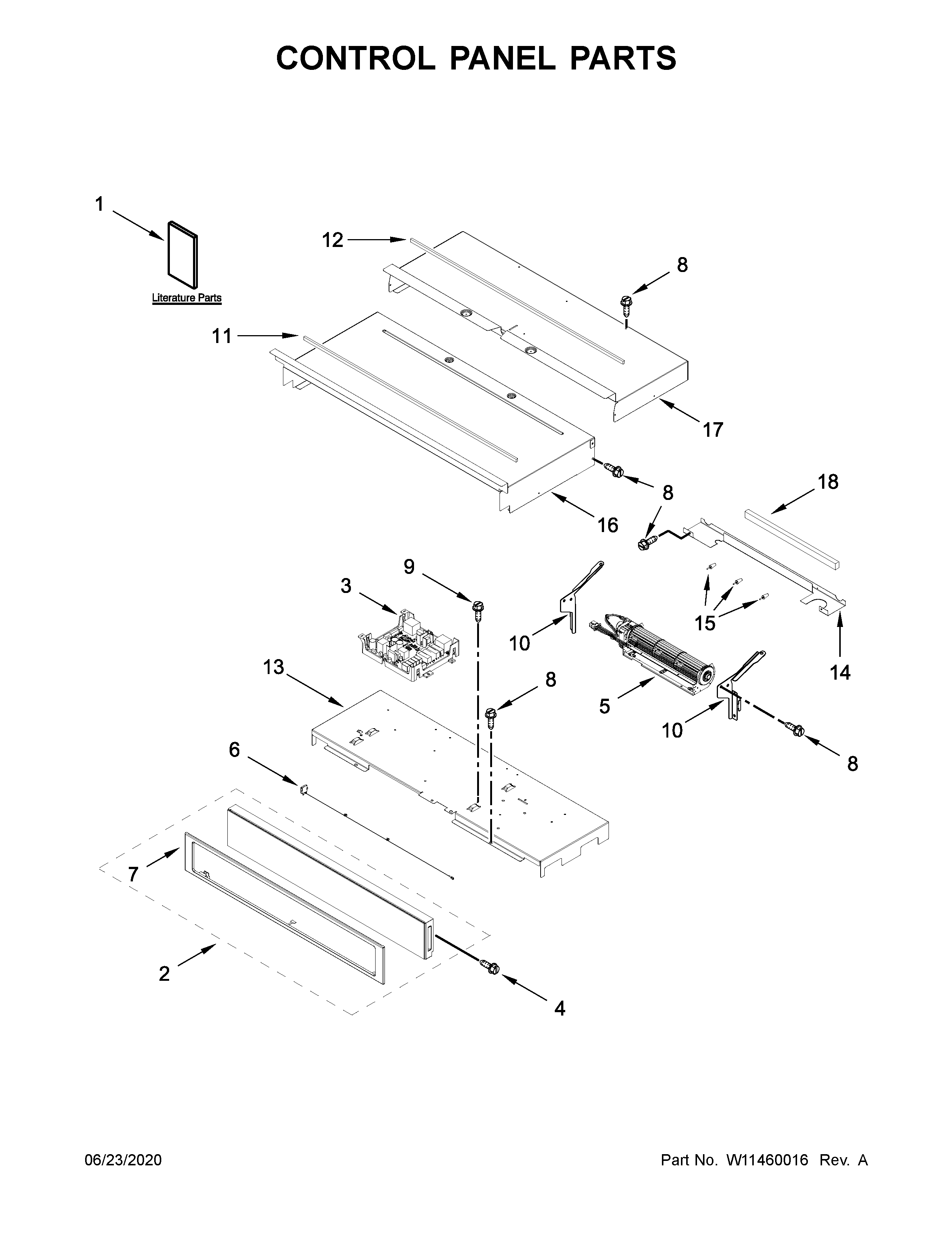 Whirlpool WOD51EC7HW02 control panel parts diagram