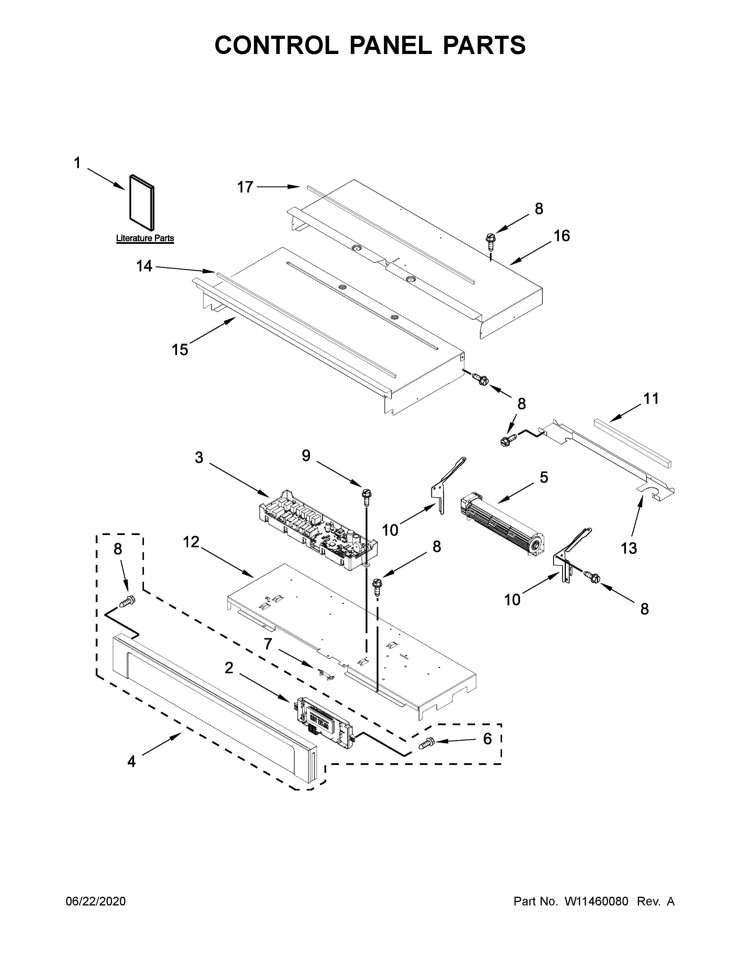 Whirlpool WOS31ES7JS01 control panel parts diagram