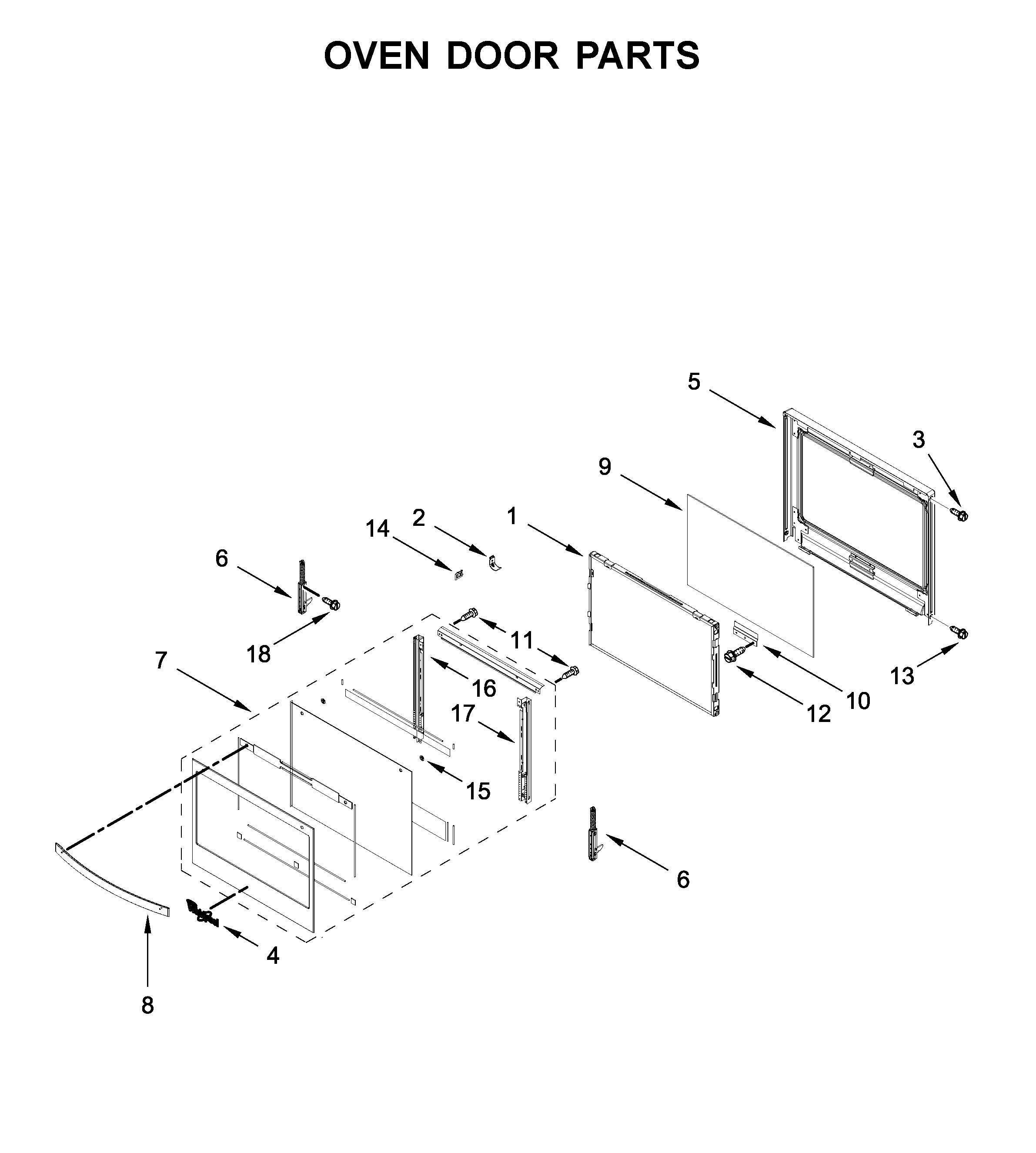 Whirlpool WOS31ES7JS01 oven door parts diagram