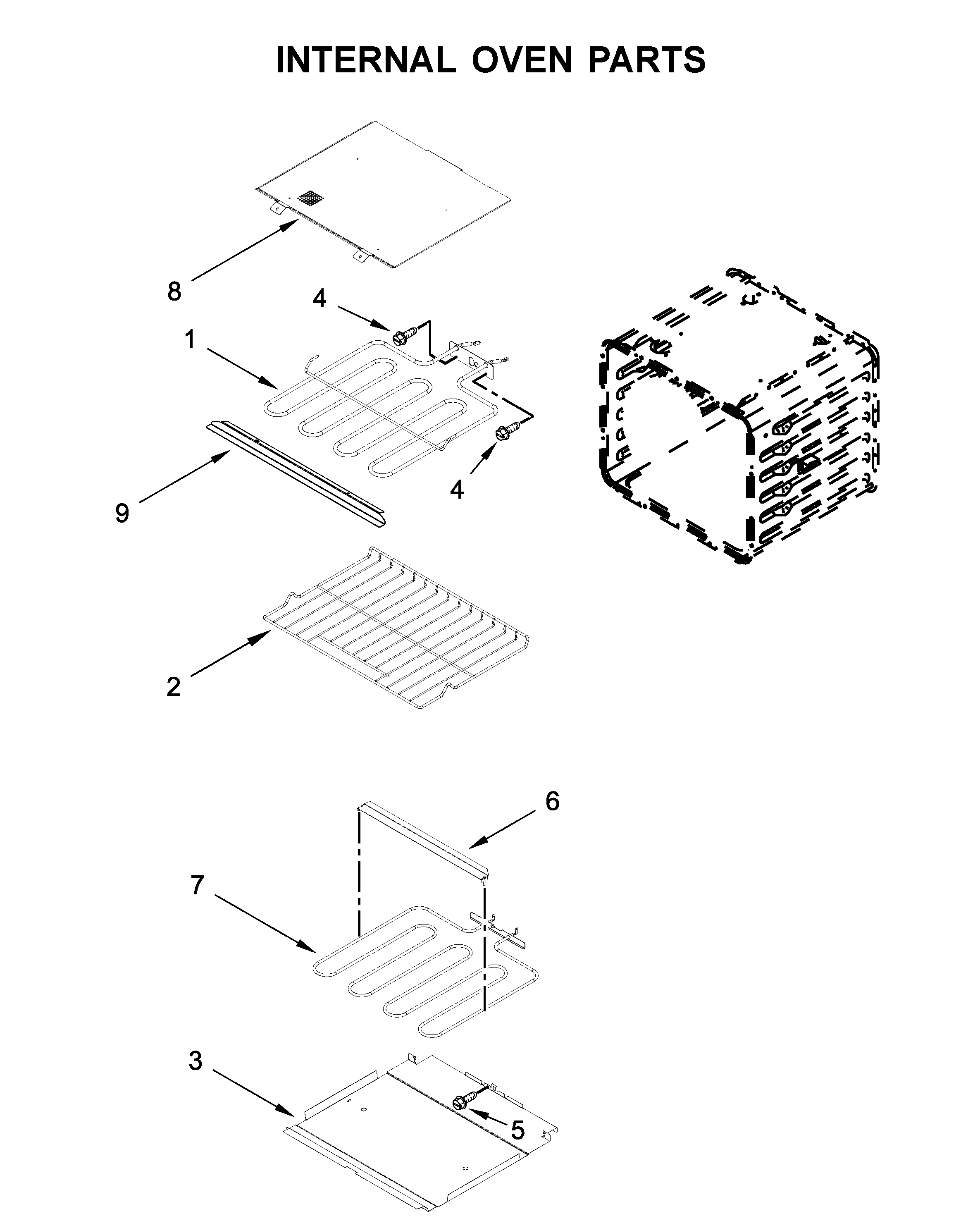 KitchenAid KODT100ESS04 internal oven parts diagram