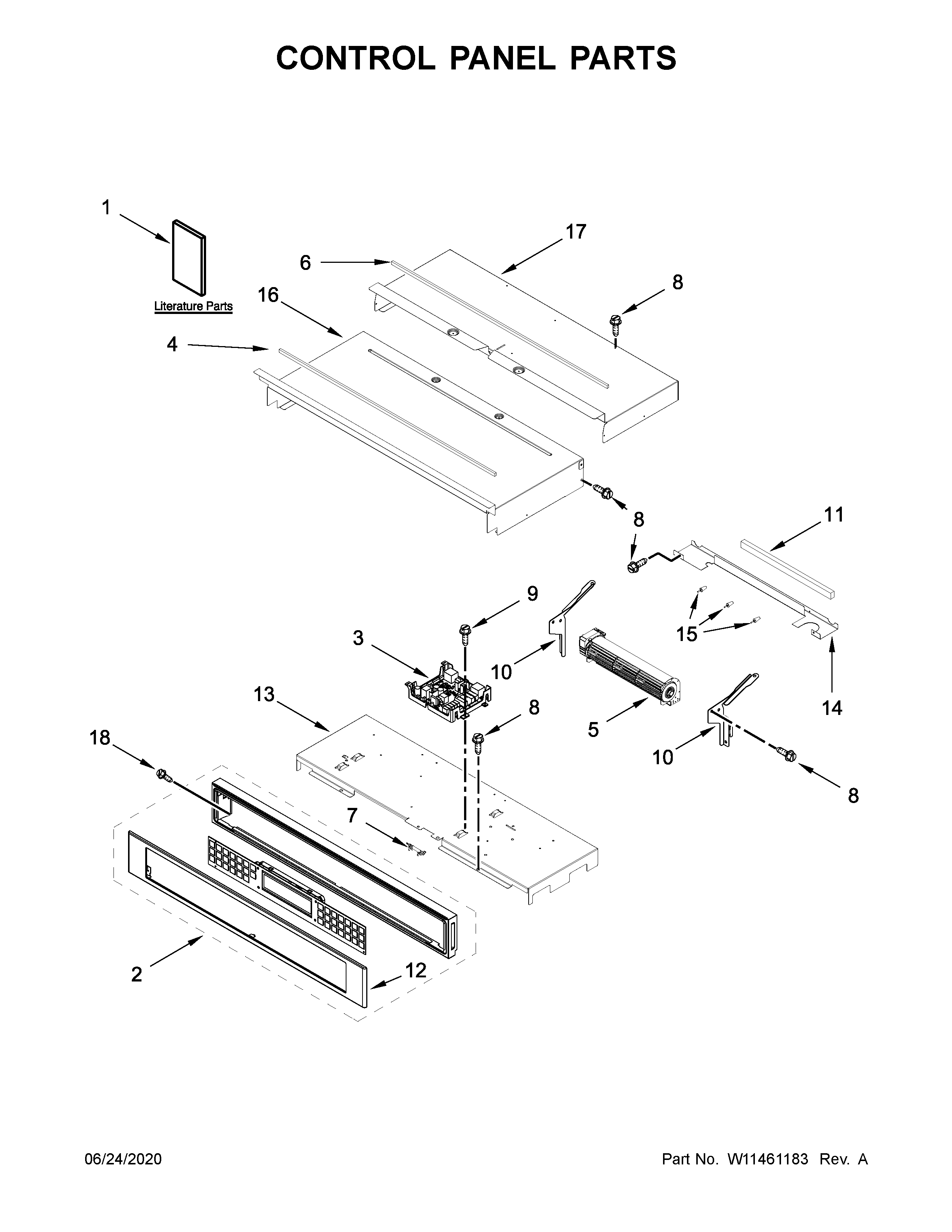 KitchenAid KODE307ESS05 control panel parts diagram