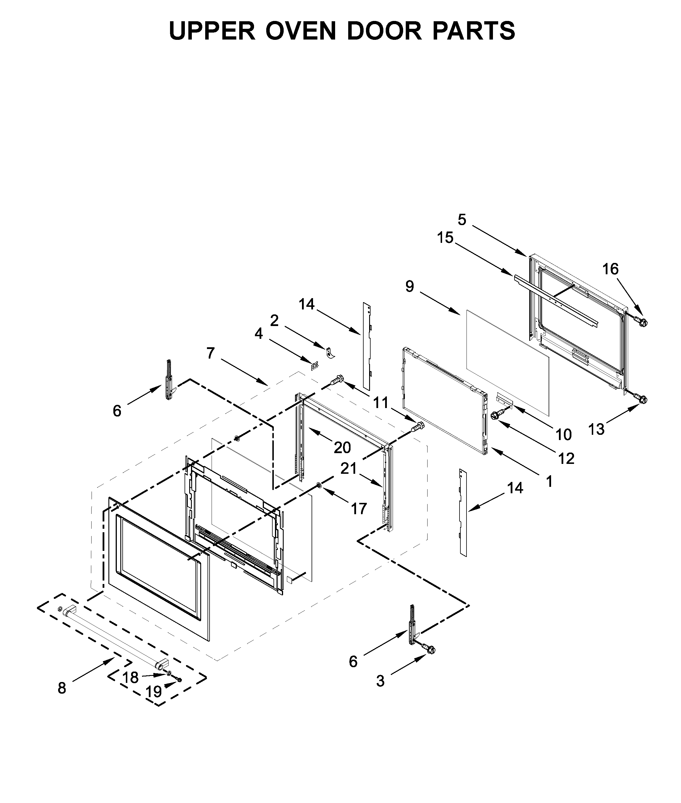 KitchenAid KODE307ESS05 upper oven door parts diagram