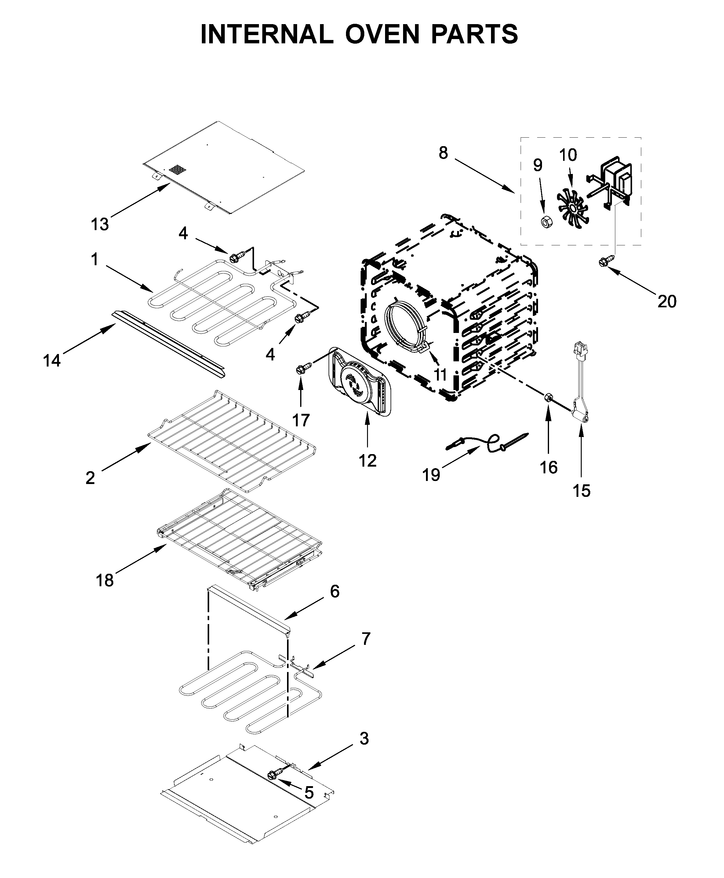 KitchenAid KODE307ESS05 internal oven parts diagram