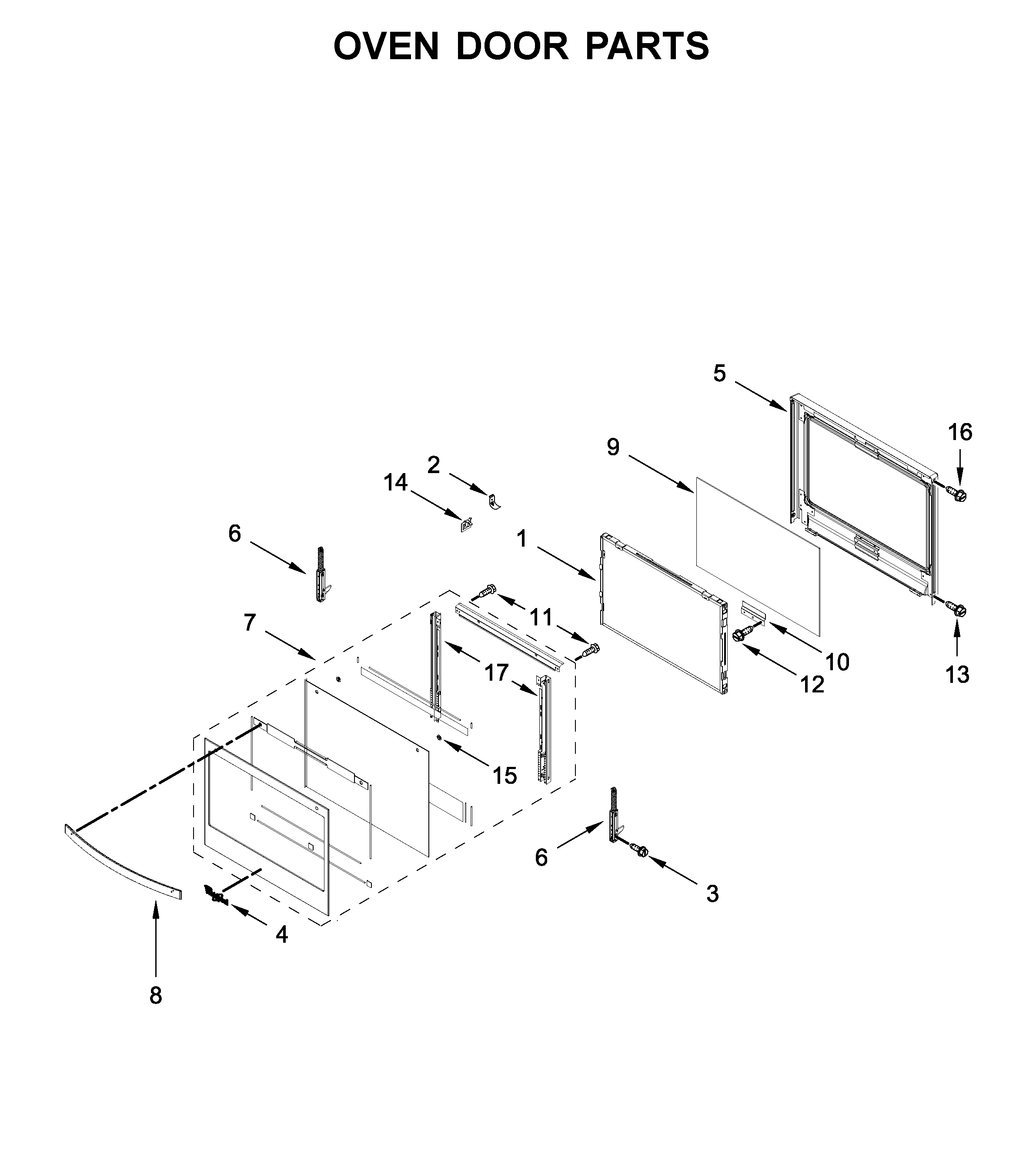 Whirlpool WOC54EC7HS04 oven door parts diagram