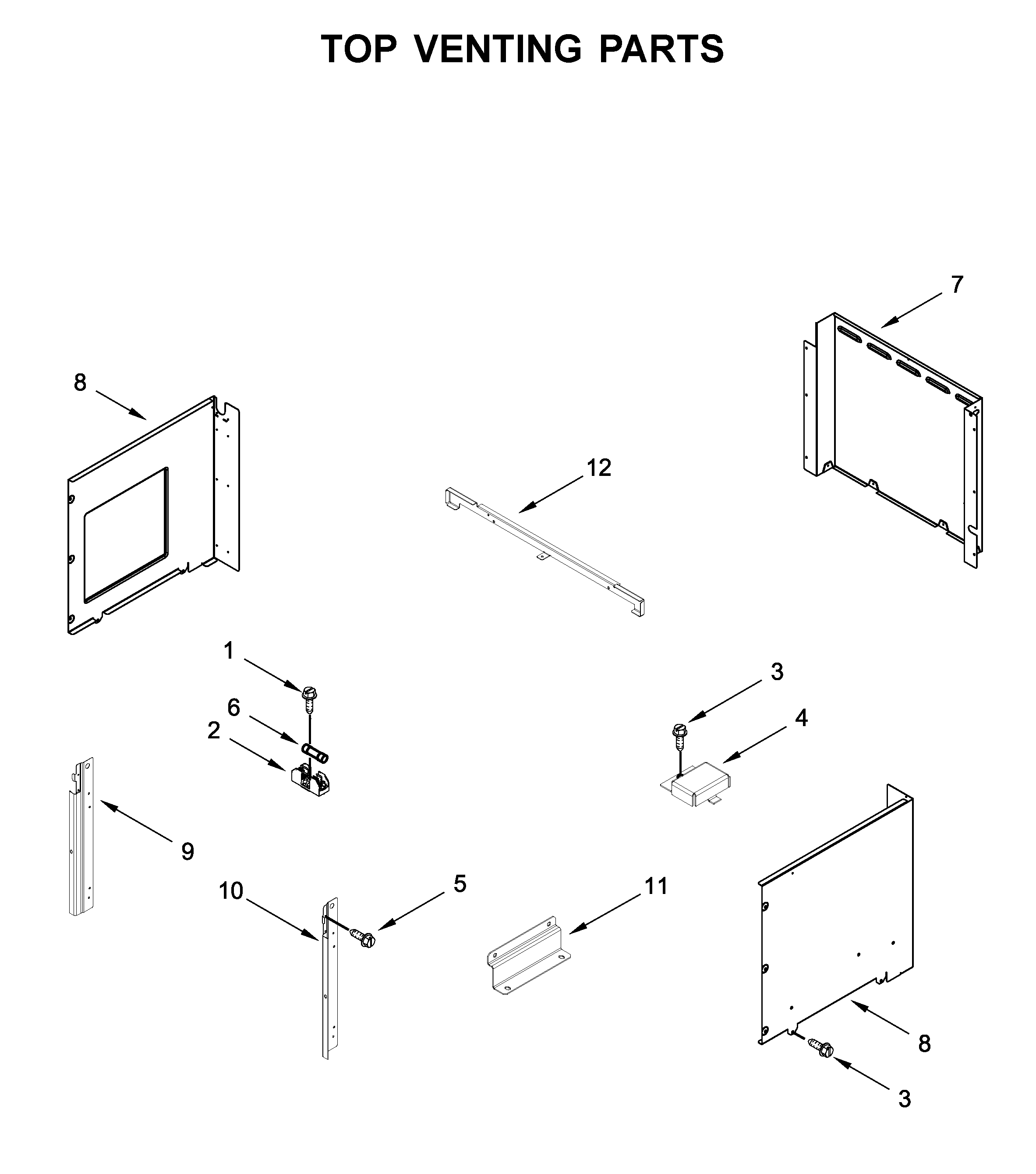 Whirlpool WOC54EC7HS04 top venting parts diagram