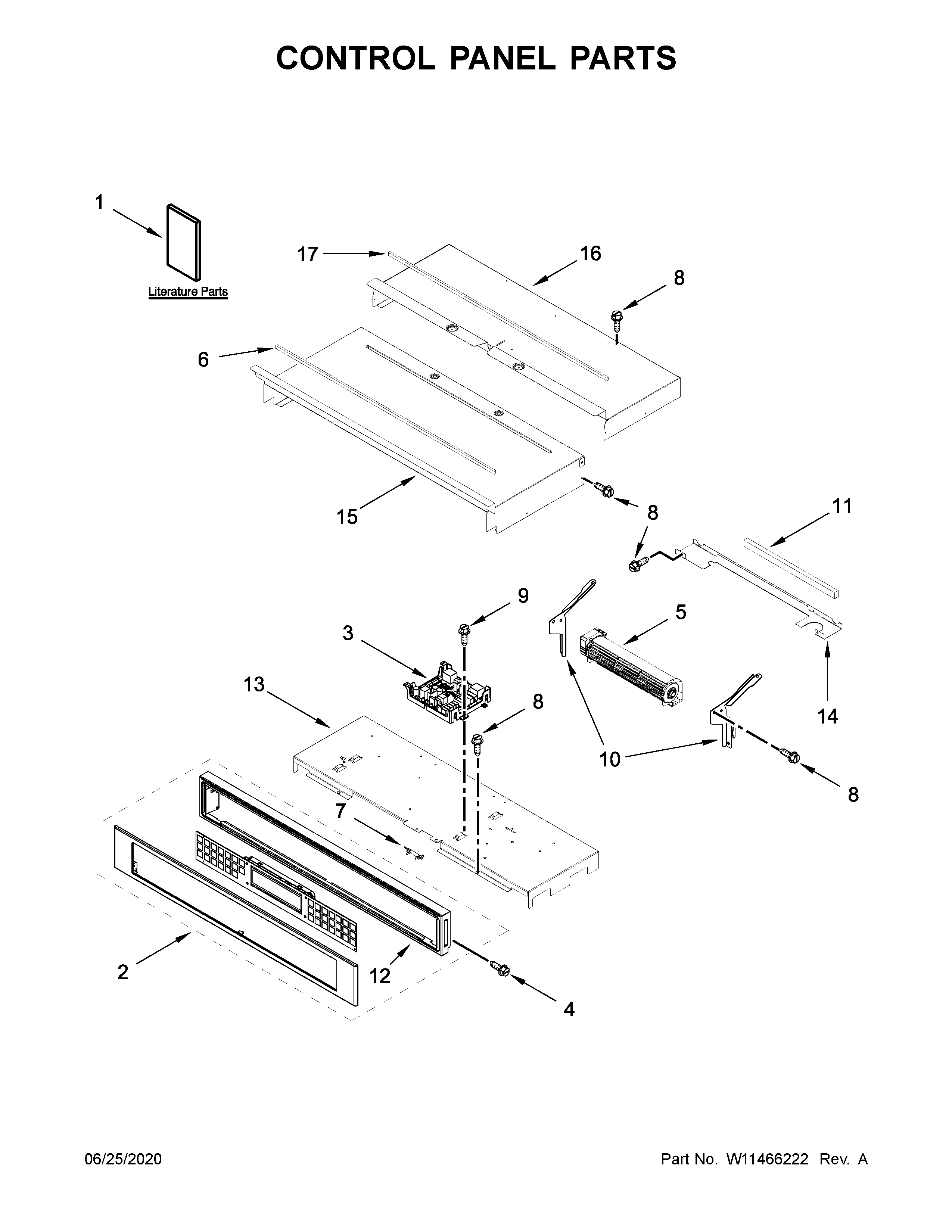 KitchenAid KOST107ESS04 control panel parts diagram
