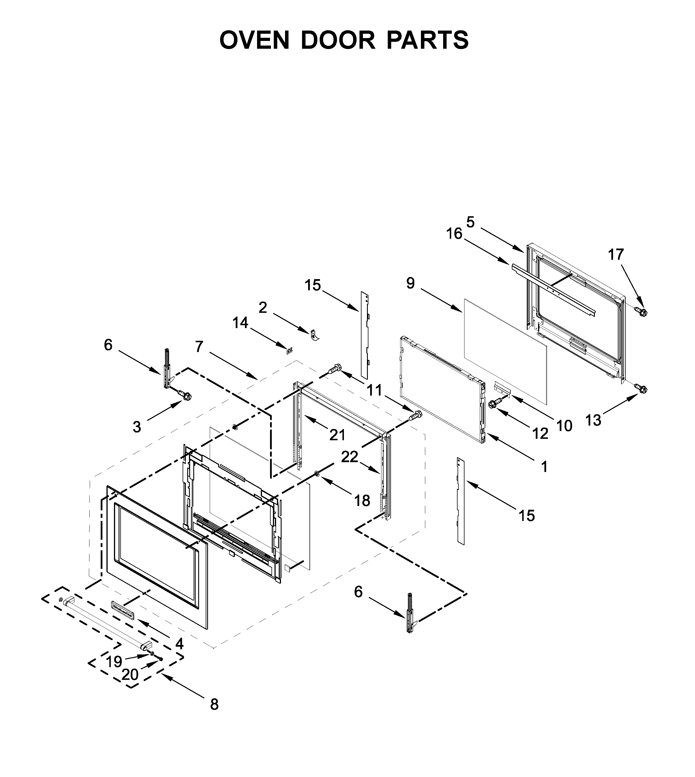 KitchenAid KOST107ESS04 oven door parts diagram