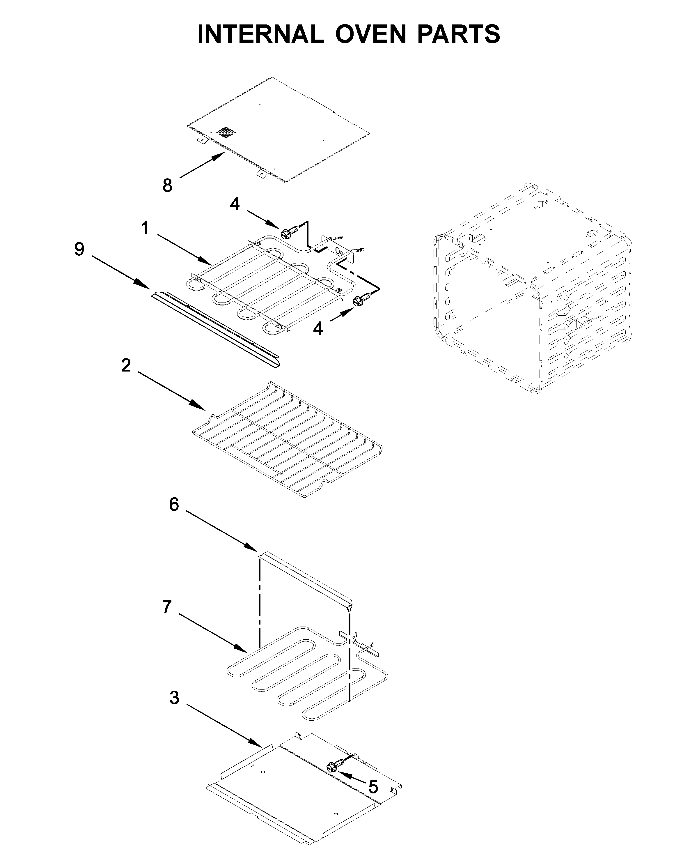 KitchenAid KOST107ESS04 internal oven parts diagram