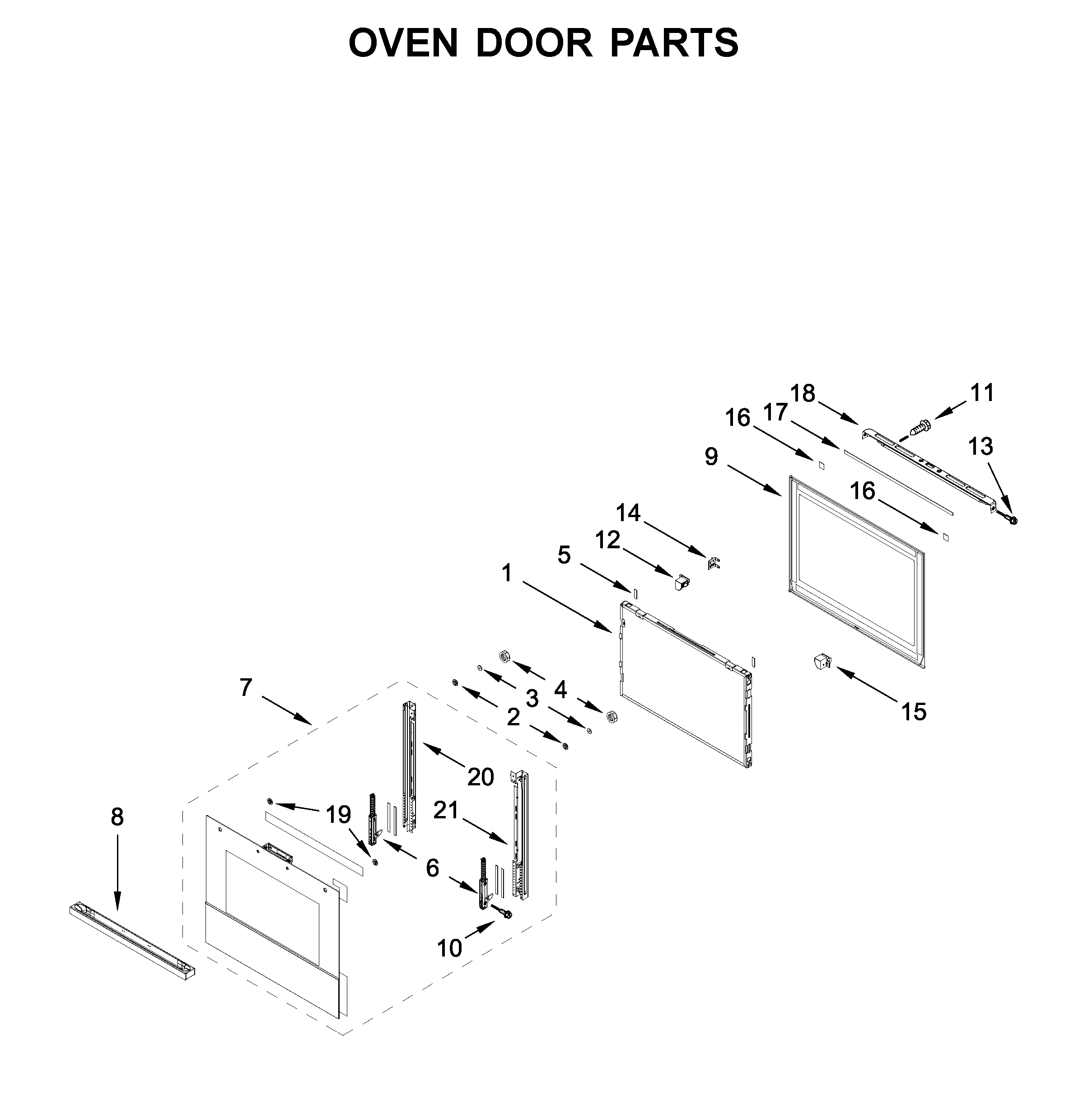 Jenn-Air JJW2430IM01 oven door parts diagram