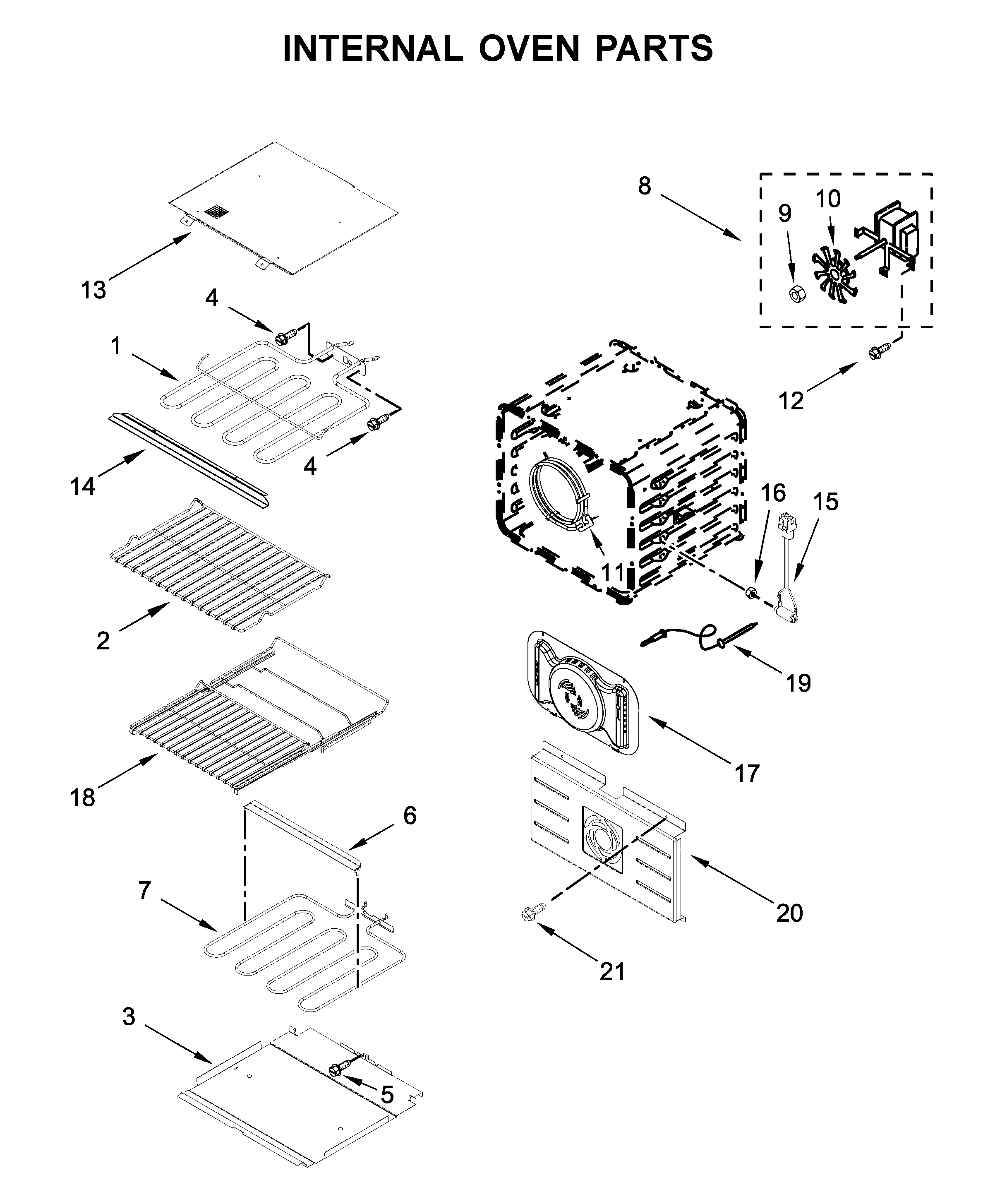 Jenn-Air JJW2830IM01 internal oven parts diagram