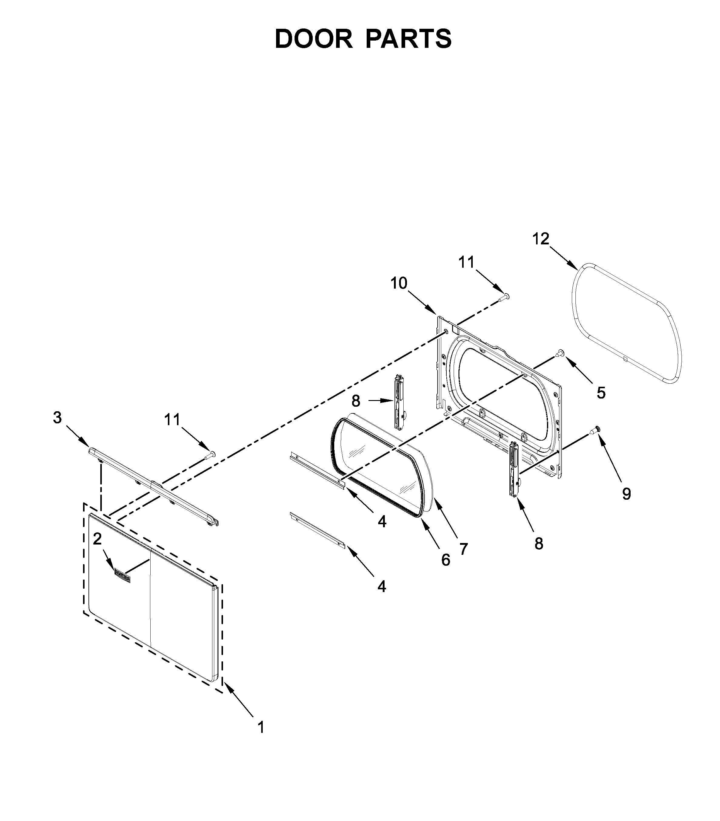 Maytag MED6230RHW1 door parts diagram