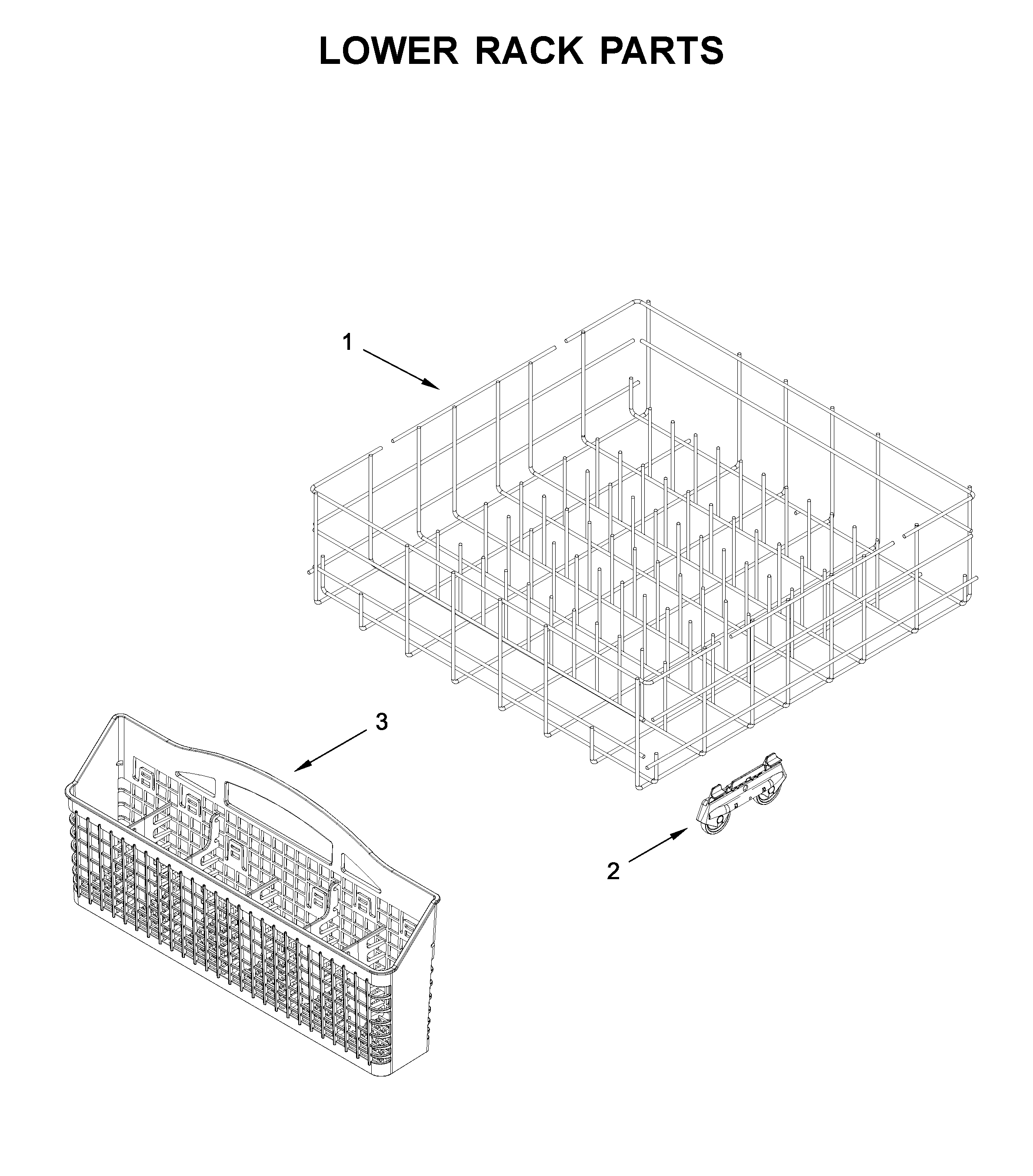 Whirlpool WDT705PAKB0 lower rack parts diagram