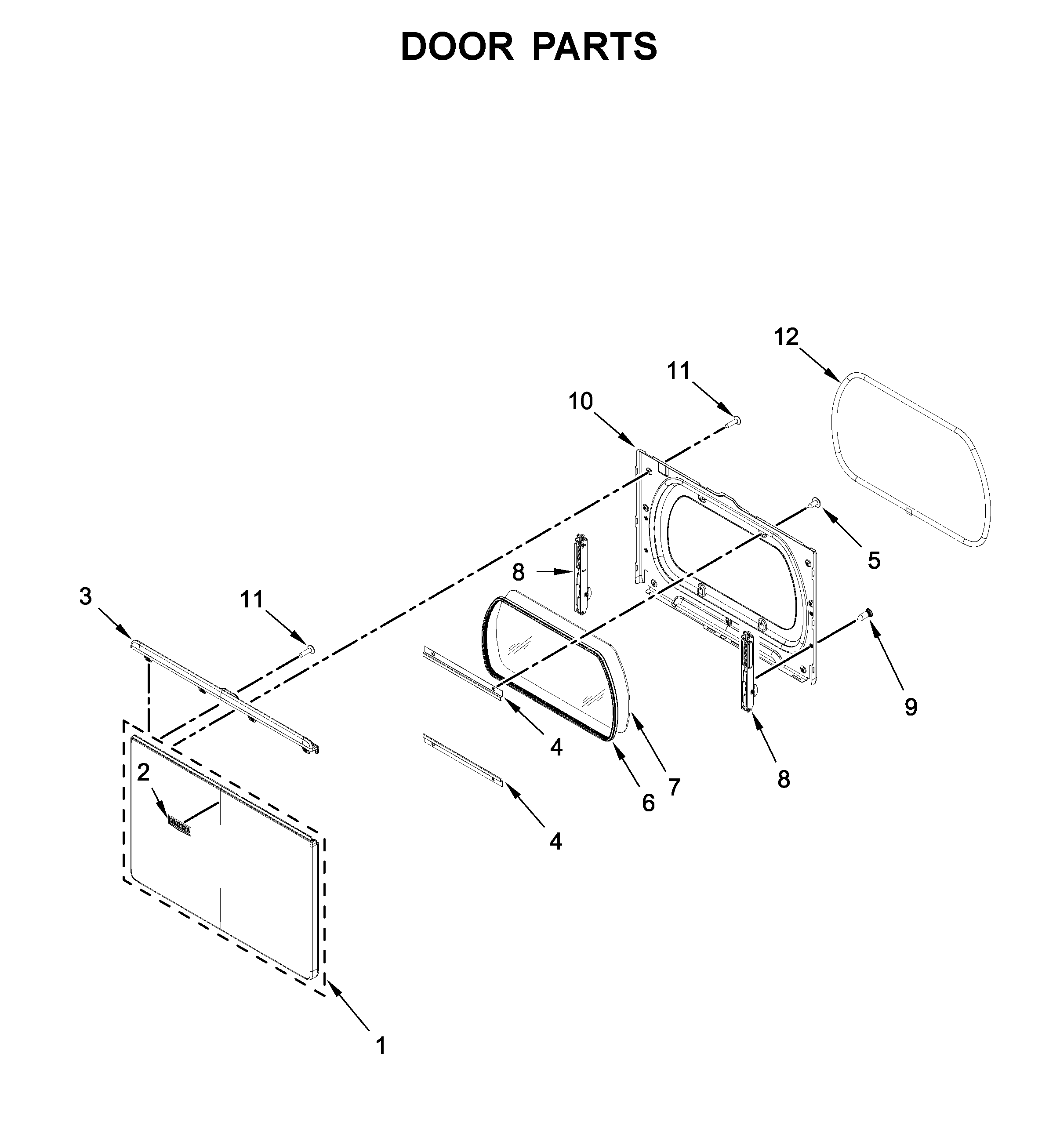 Whirlpool WED6120HW1 door parts diagram