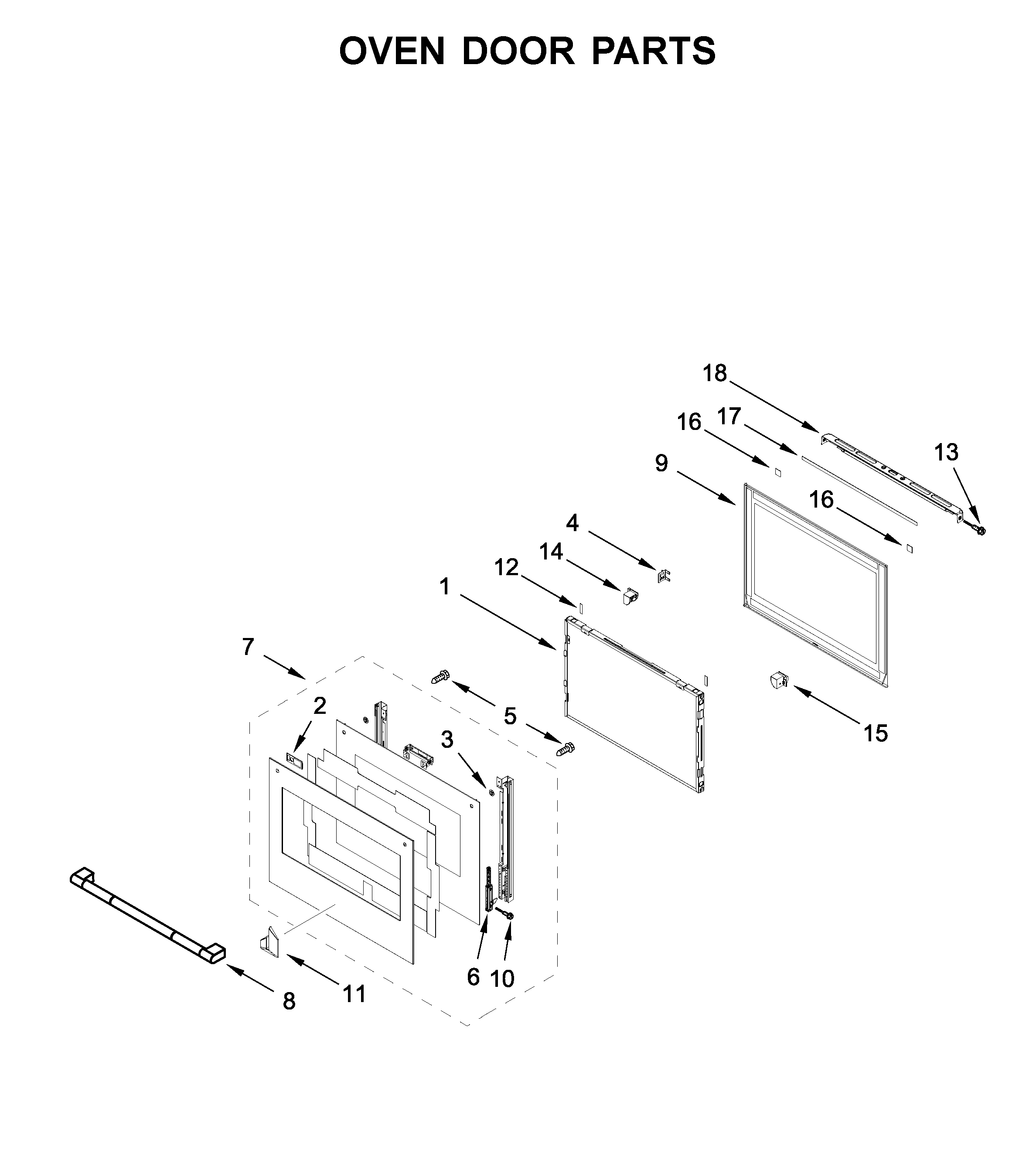 Jenn-Air JJW3430IL01 oven door parts diagram